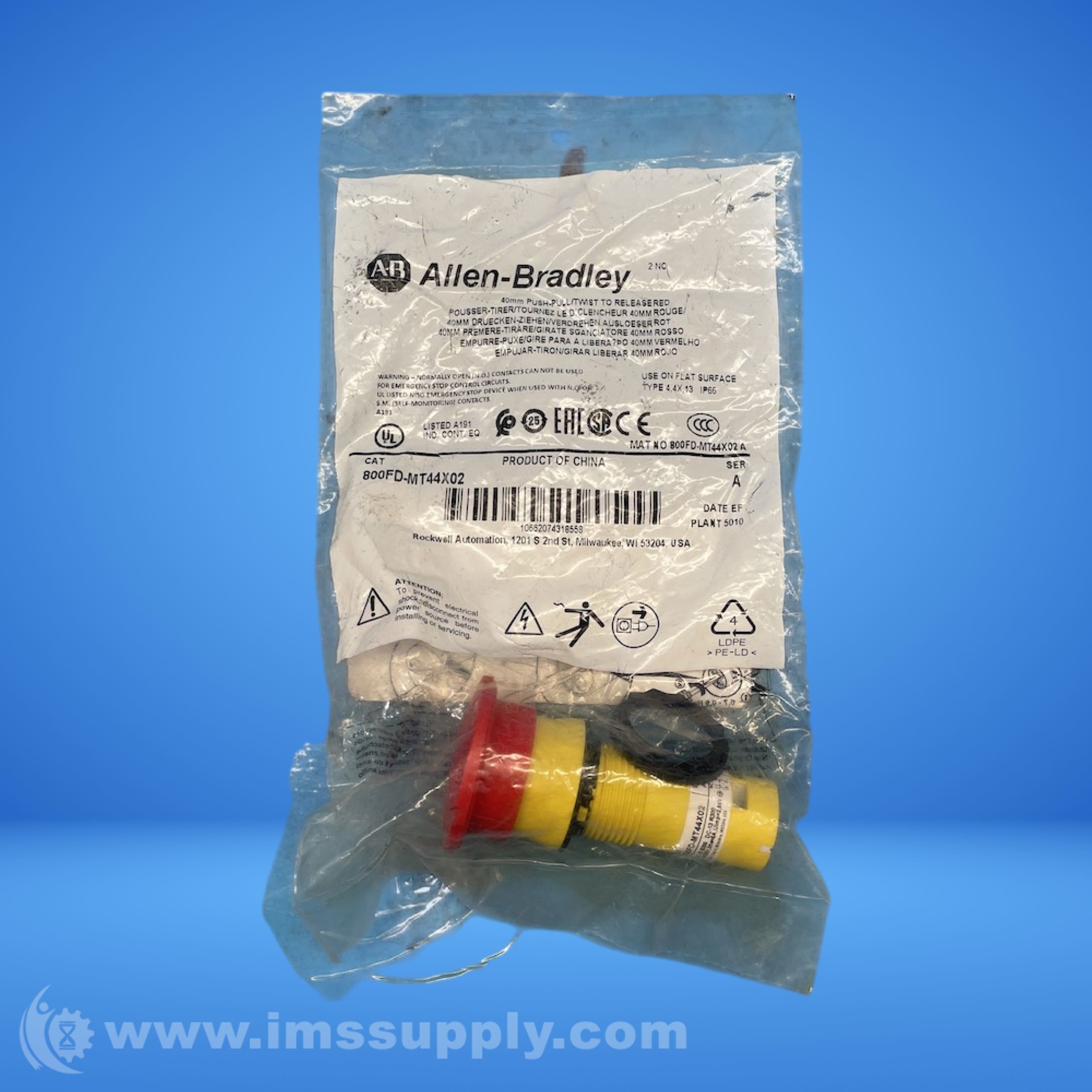 Allen Bradley 800FD-MT44X02 22mm Twist To Release E-Stop 800F PB - IMS ...