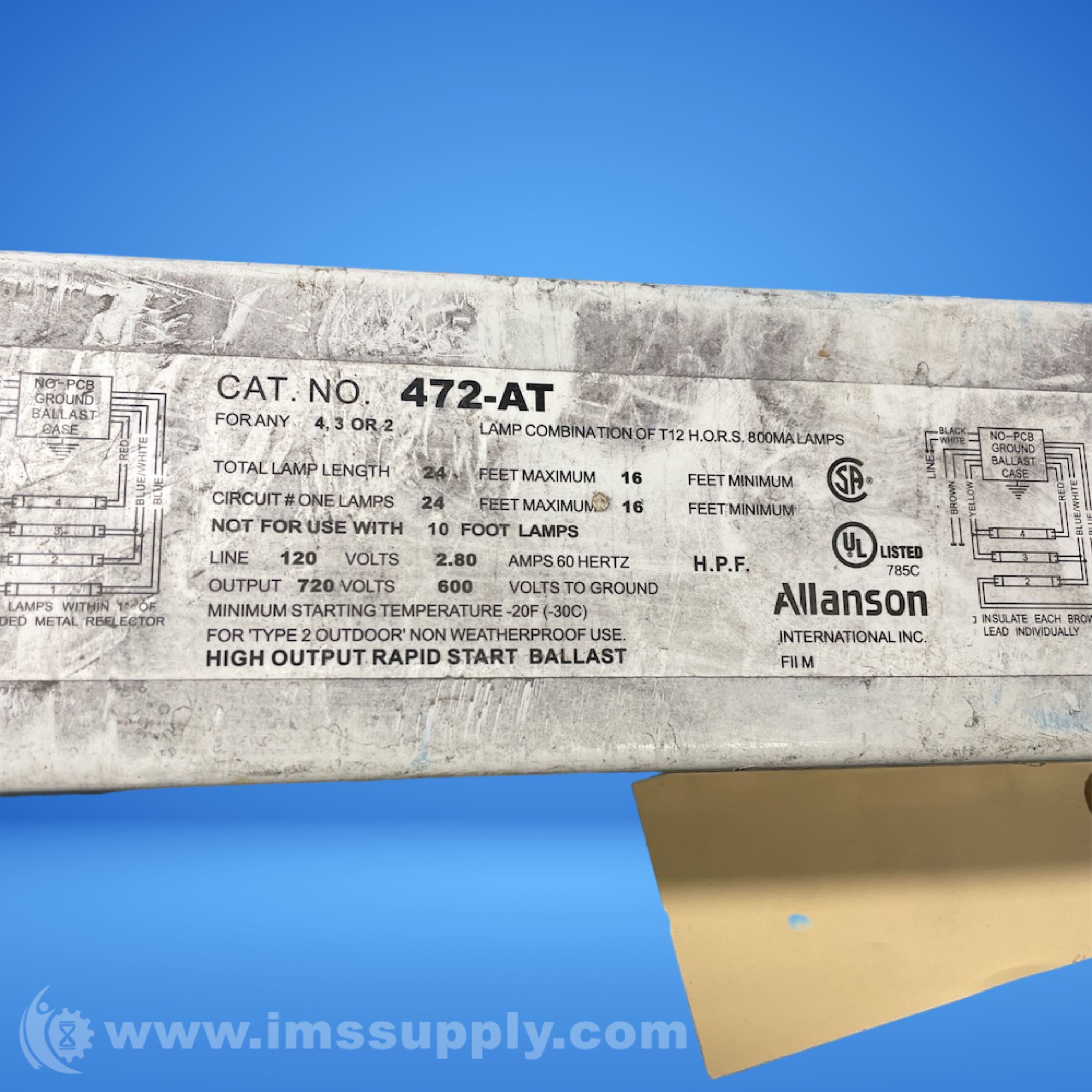Allanson 472-AT Rapid-Start Ballast - IMS Supply