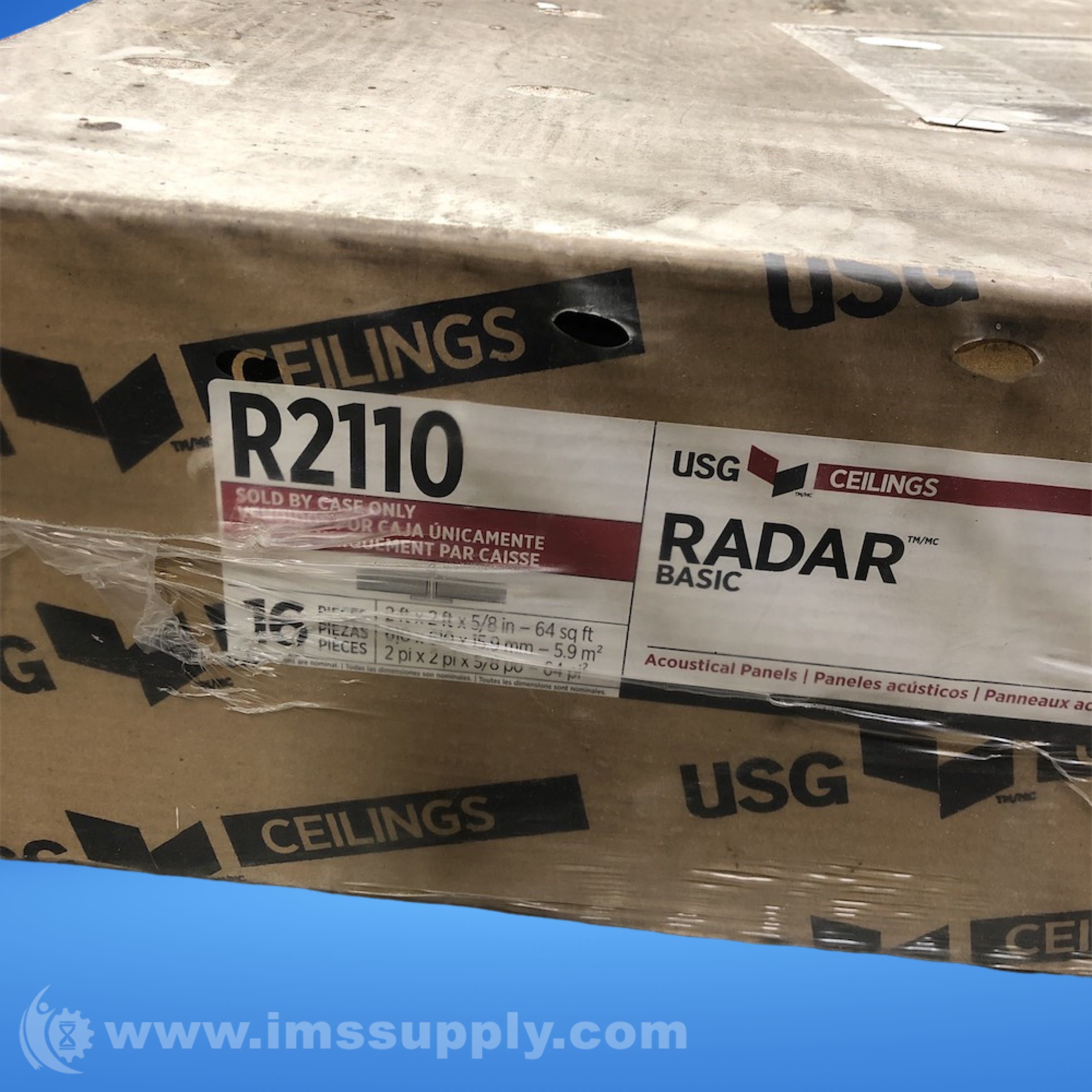 USG R2110 Box of 16 Basic RADAR Acoustical Ceiling Panels - IMS Supply