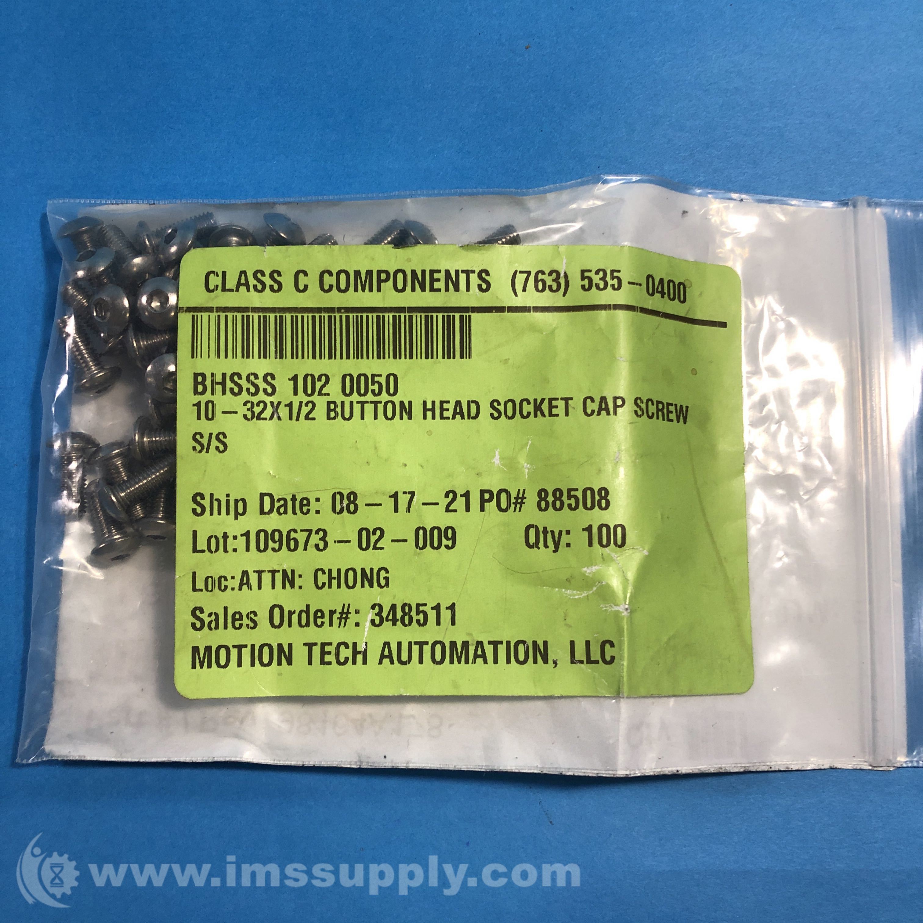 McMasterCarr 98164A178 Pack of 100 Button Head Hex Drive Screws IMS Supply