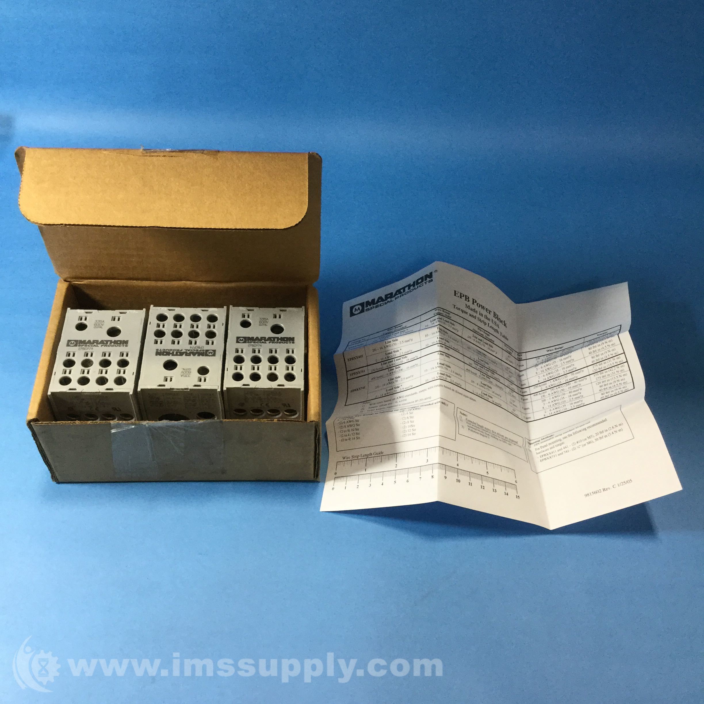 Marathon EPBCP74 Box of 3 Power Distribution Blocks IMS Supply