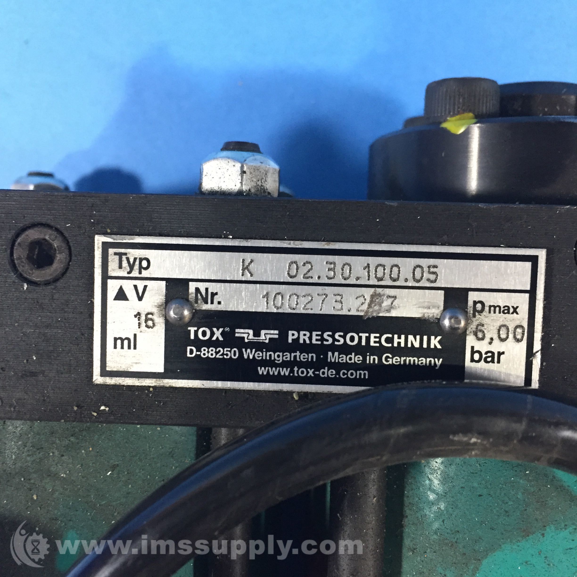 Tox Pressotechnik K 02.30.100.05 Air Oil Cylinder IMS Supply