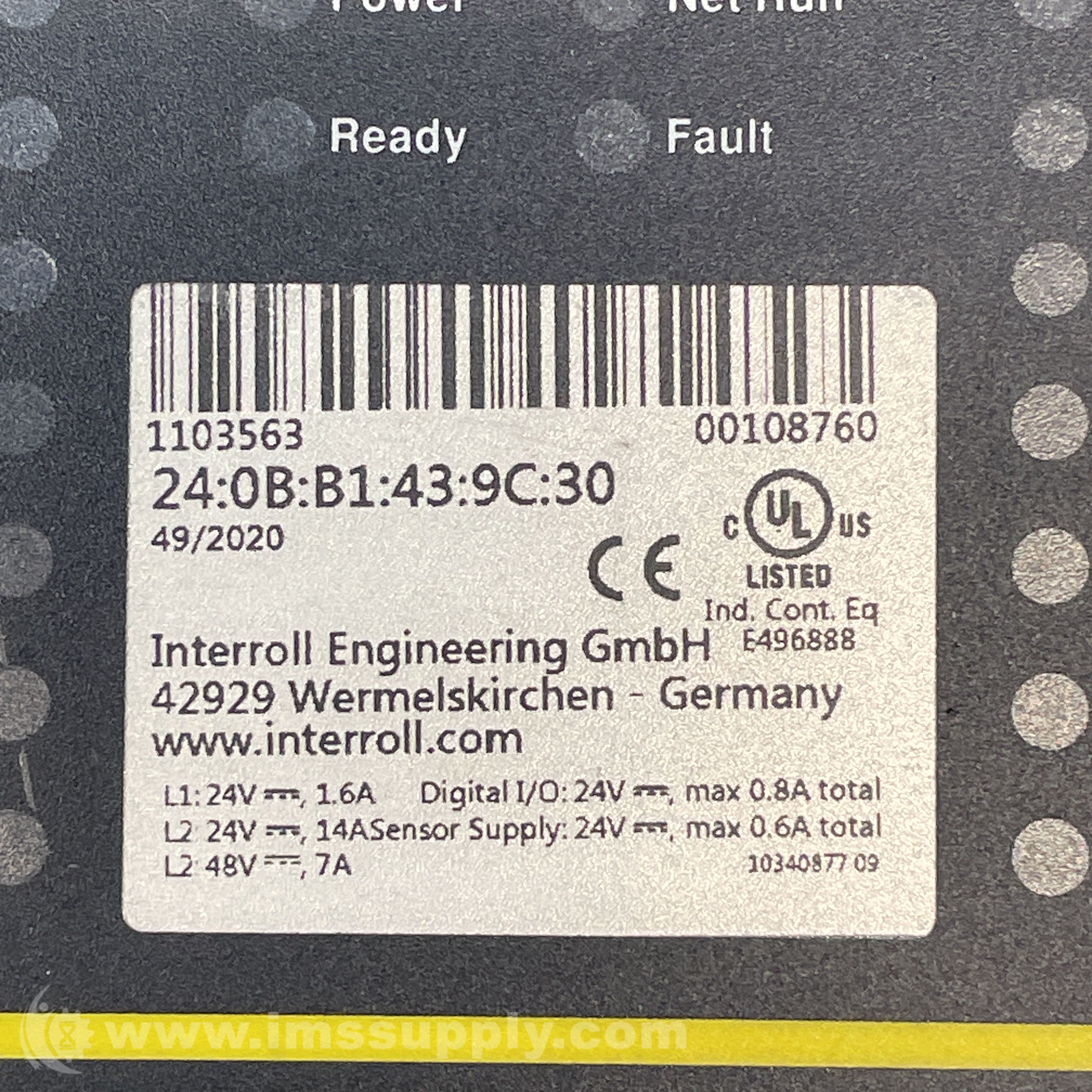 Interroll 24:0b:b1:43:9c:30 - IMS Supply