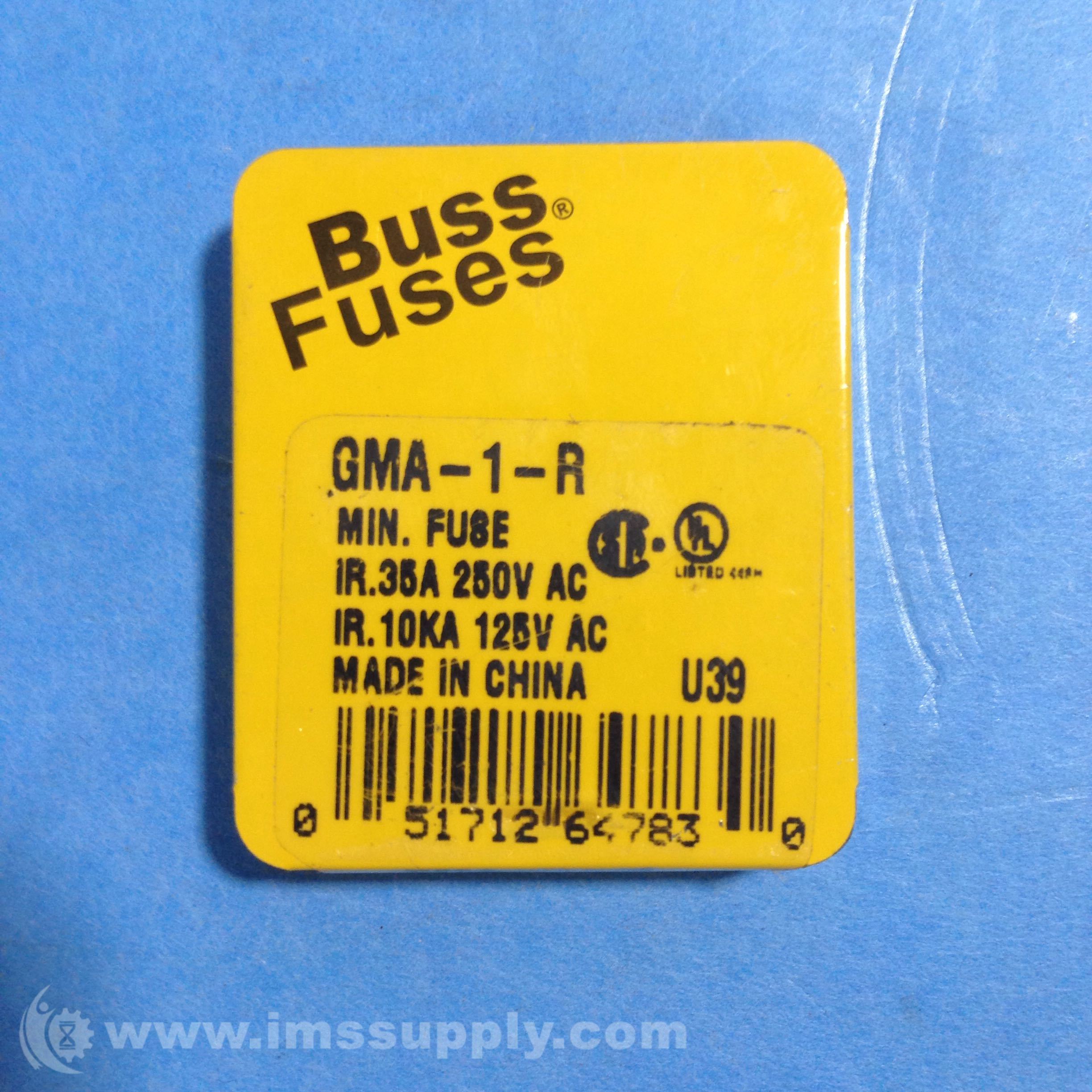 Bussmann GMA1R, GMA 1A Buss Fuse Box of 5 IMS Supply