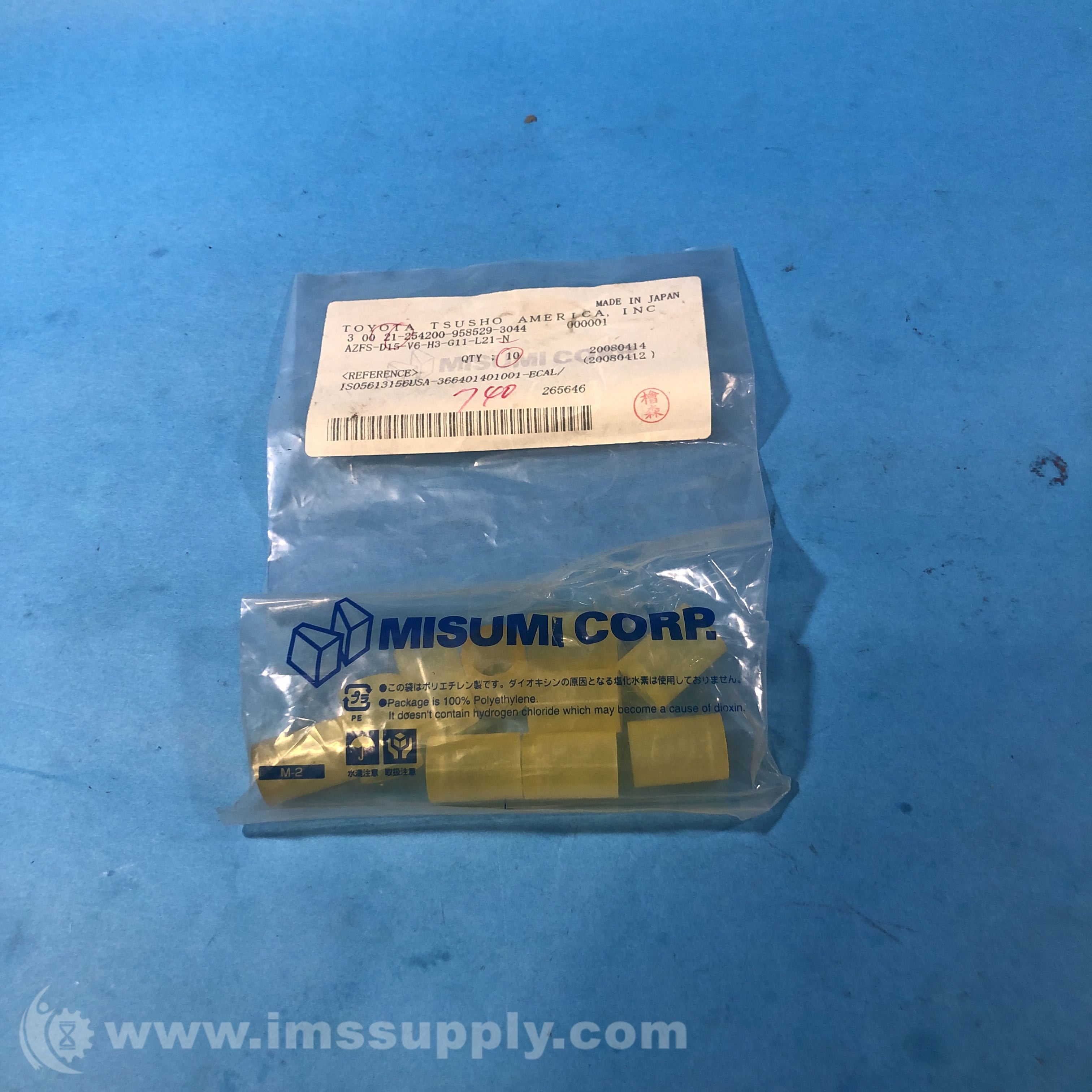 Misumi AZFSD15V6H3G11L21N Bag of 10 Bumpers Urethane IMS Supply