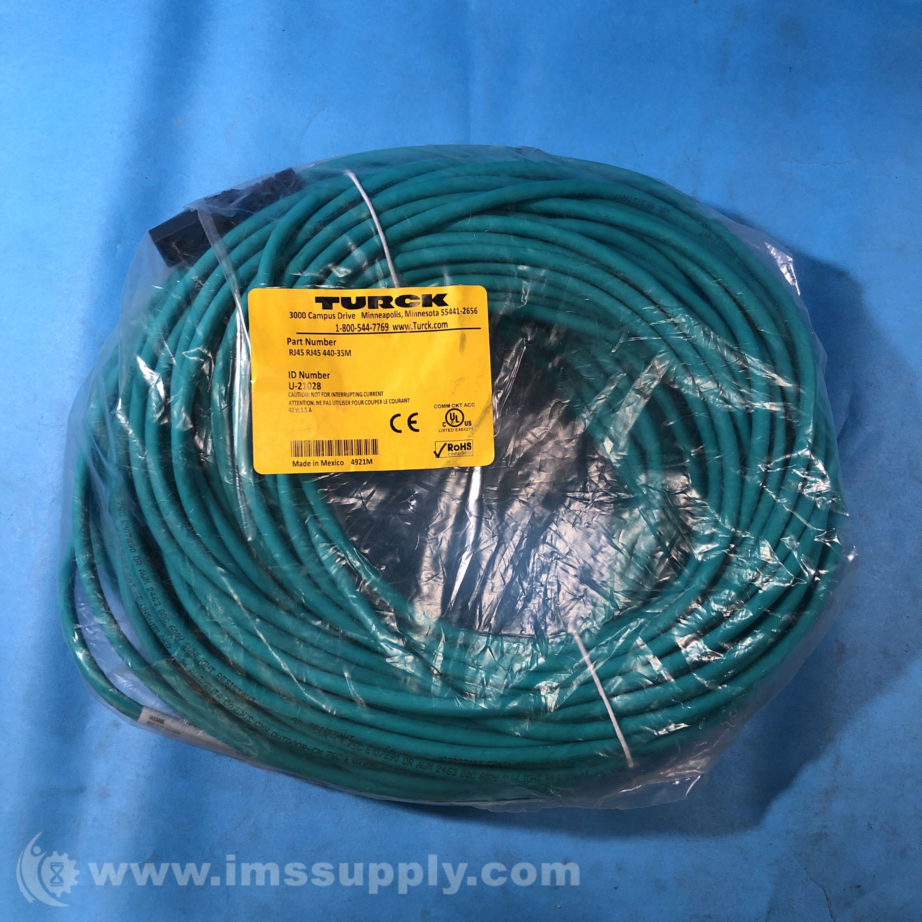 Turck RJ45 RJ45 440-35M Ethernet Cable - IMS Supply