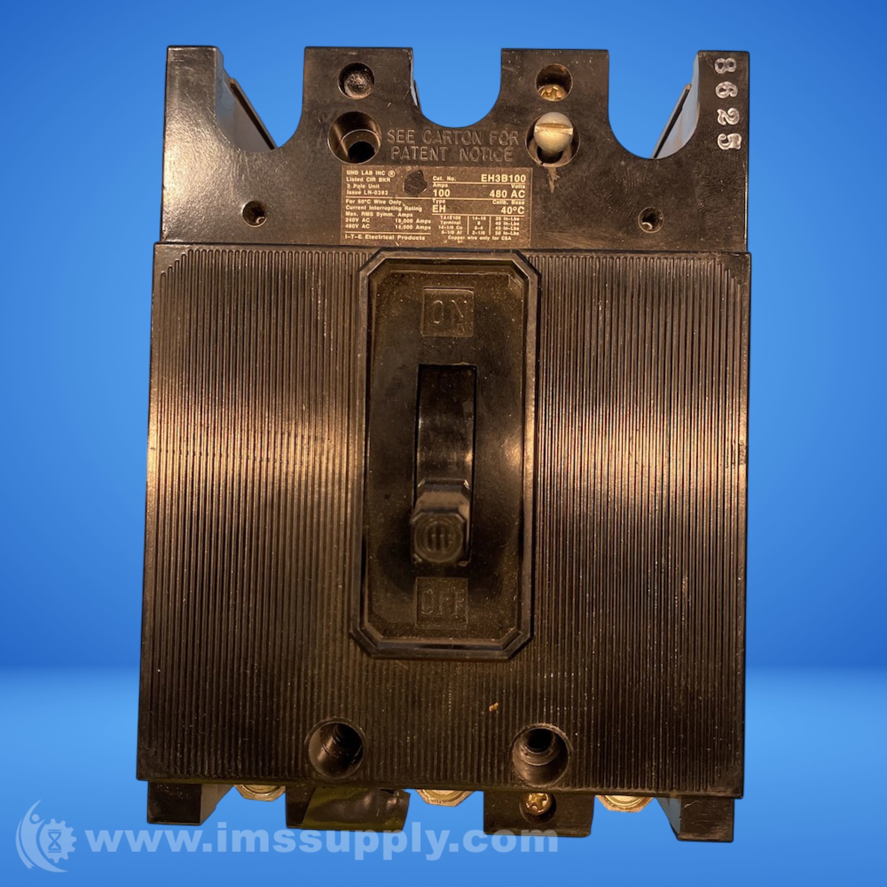 Ite Imperial EH3B100 3 Phase Circuit Breaker IMS Supply