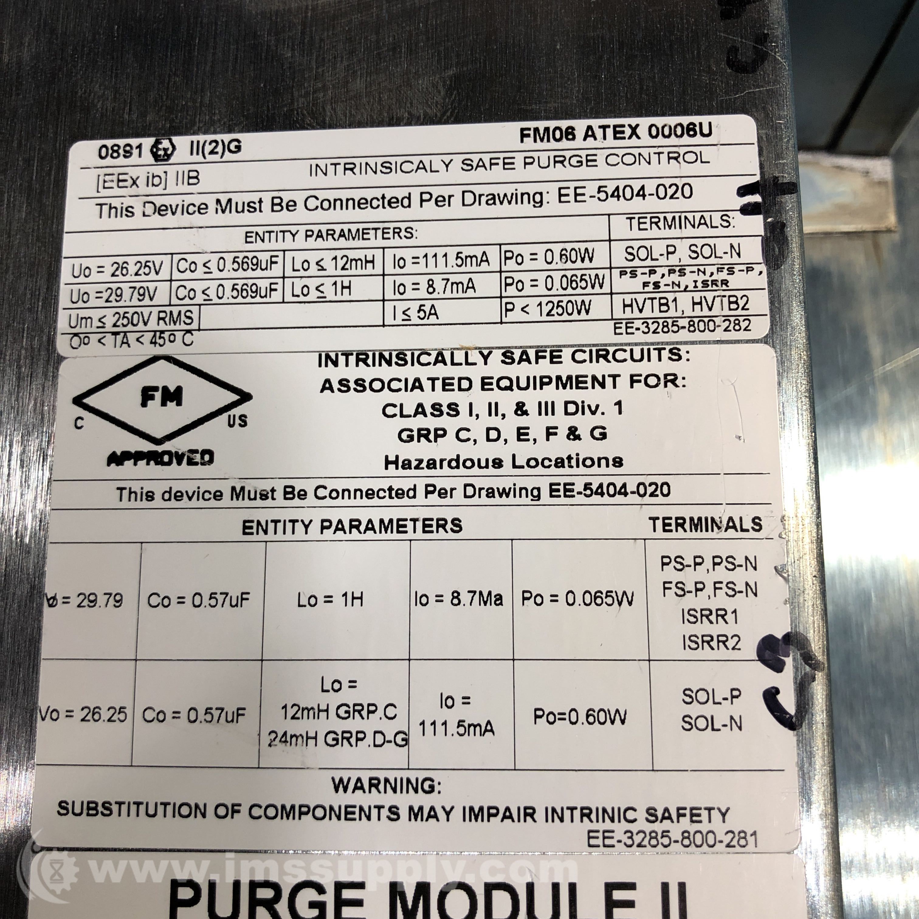 Fanuc EE-5404-001-008 Revision F Purge Module II, 4 Fuse, 5.3 Min - IMS ...