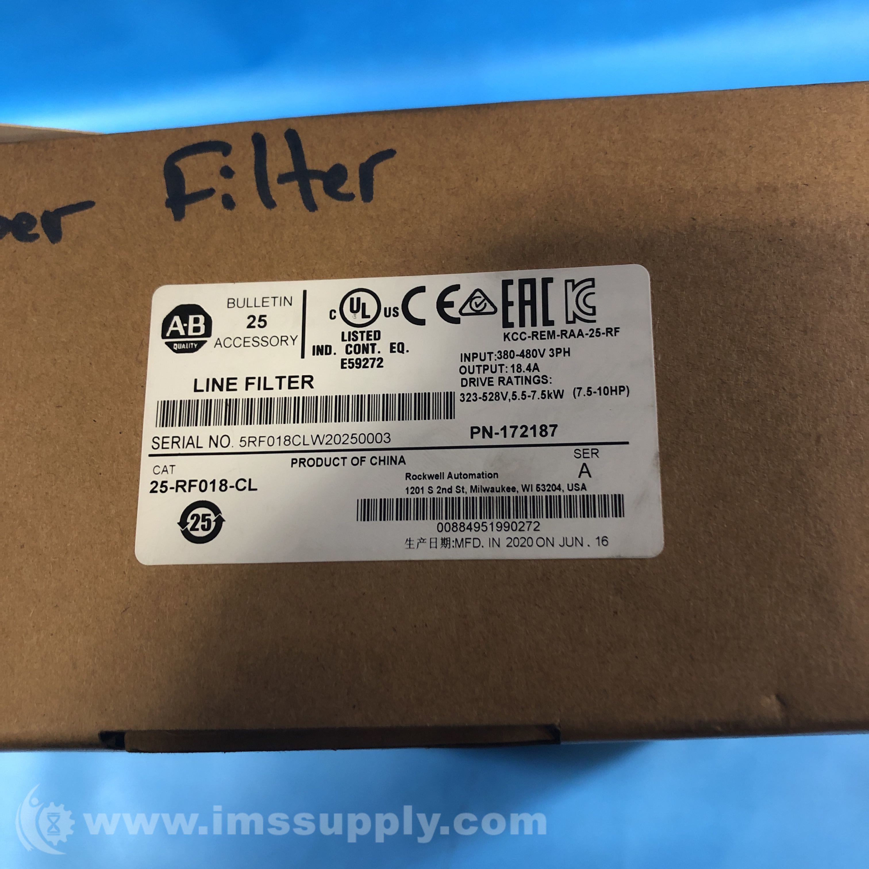 Allen Bradley 25-RF018-CL Series A EMC Filter - IMS Supply