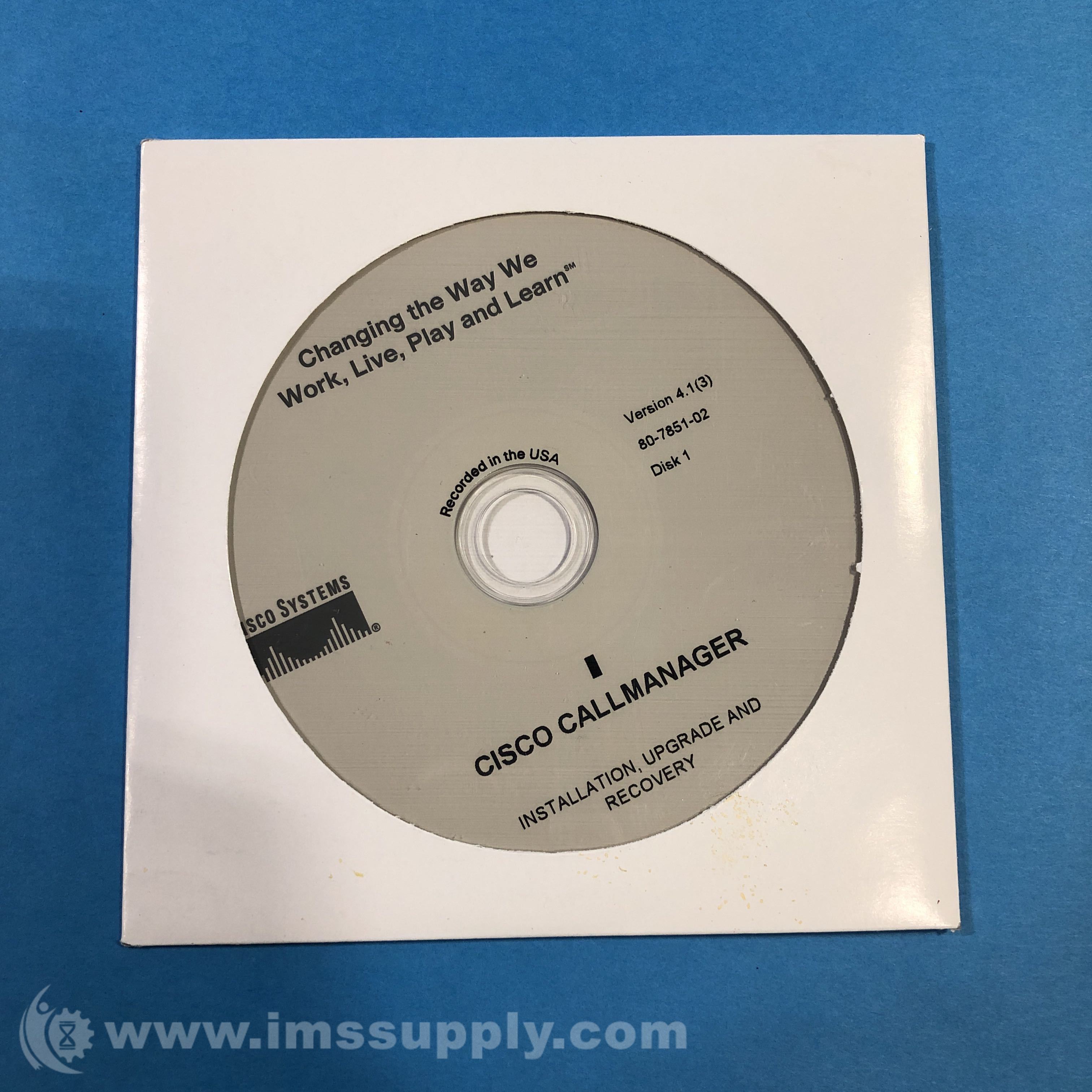 Cisco 80-7851-02 Disk 1 Cisco Callmanager CD, Version 4.1 (3) - IMS Supply