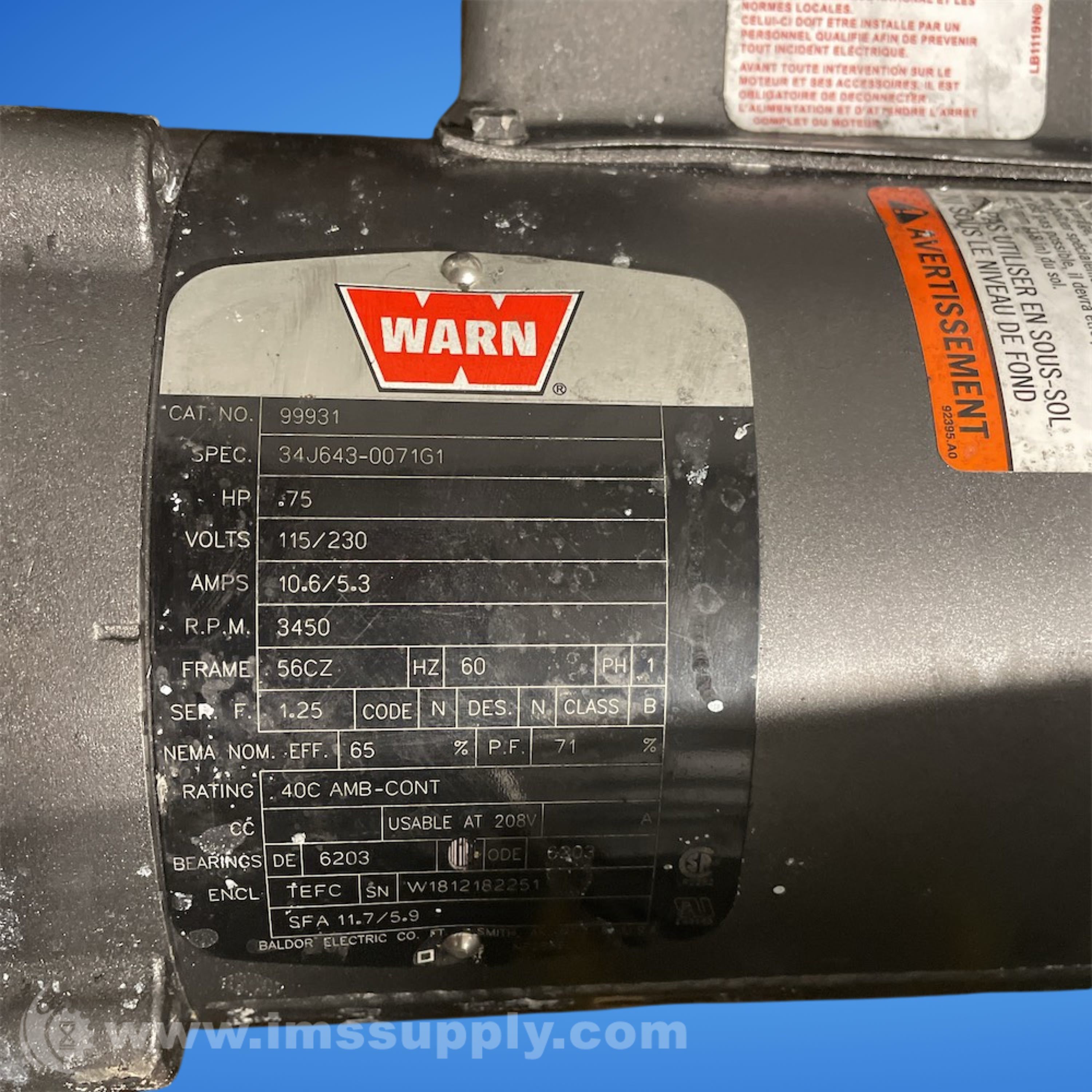 WARN 99931 Winch Motor - IMS Supply