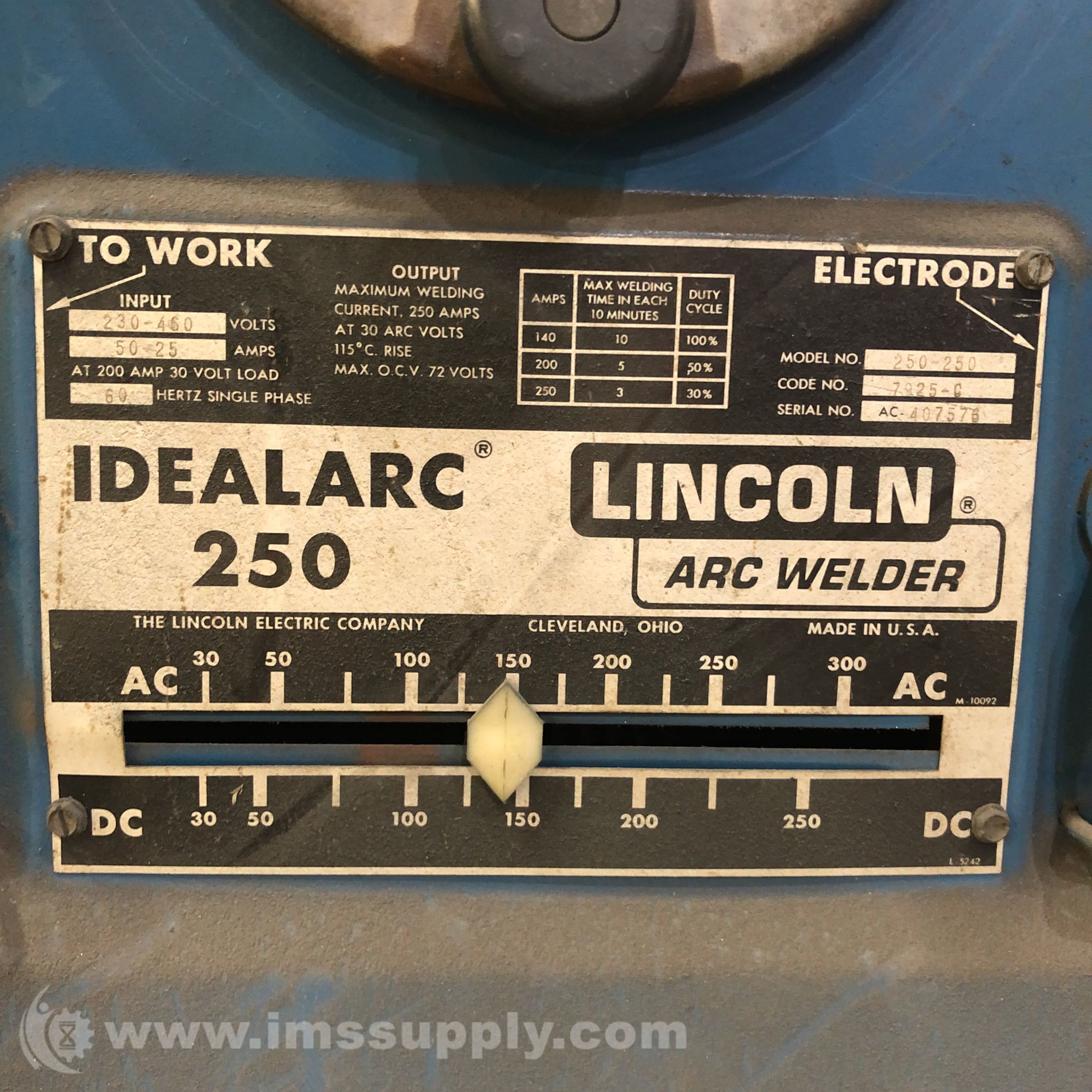 LINCOLN 250250 Arc Welder IMS Supply
