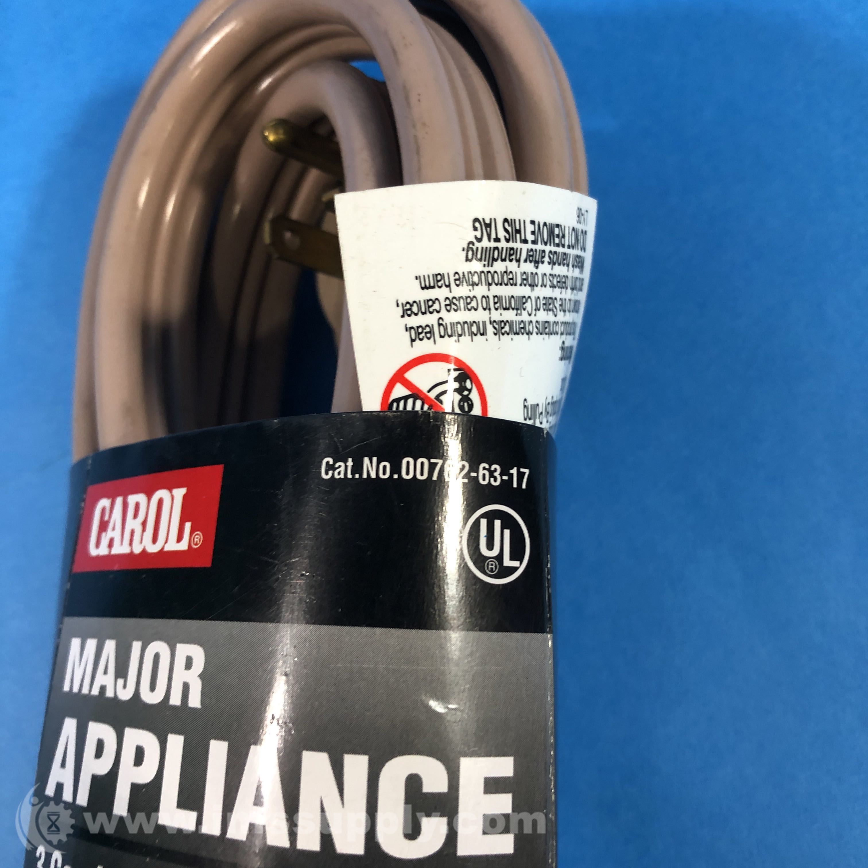Carol Cable 007626317 Major Appliance Cord 9 Ft 12G 250VAC 20A IMS