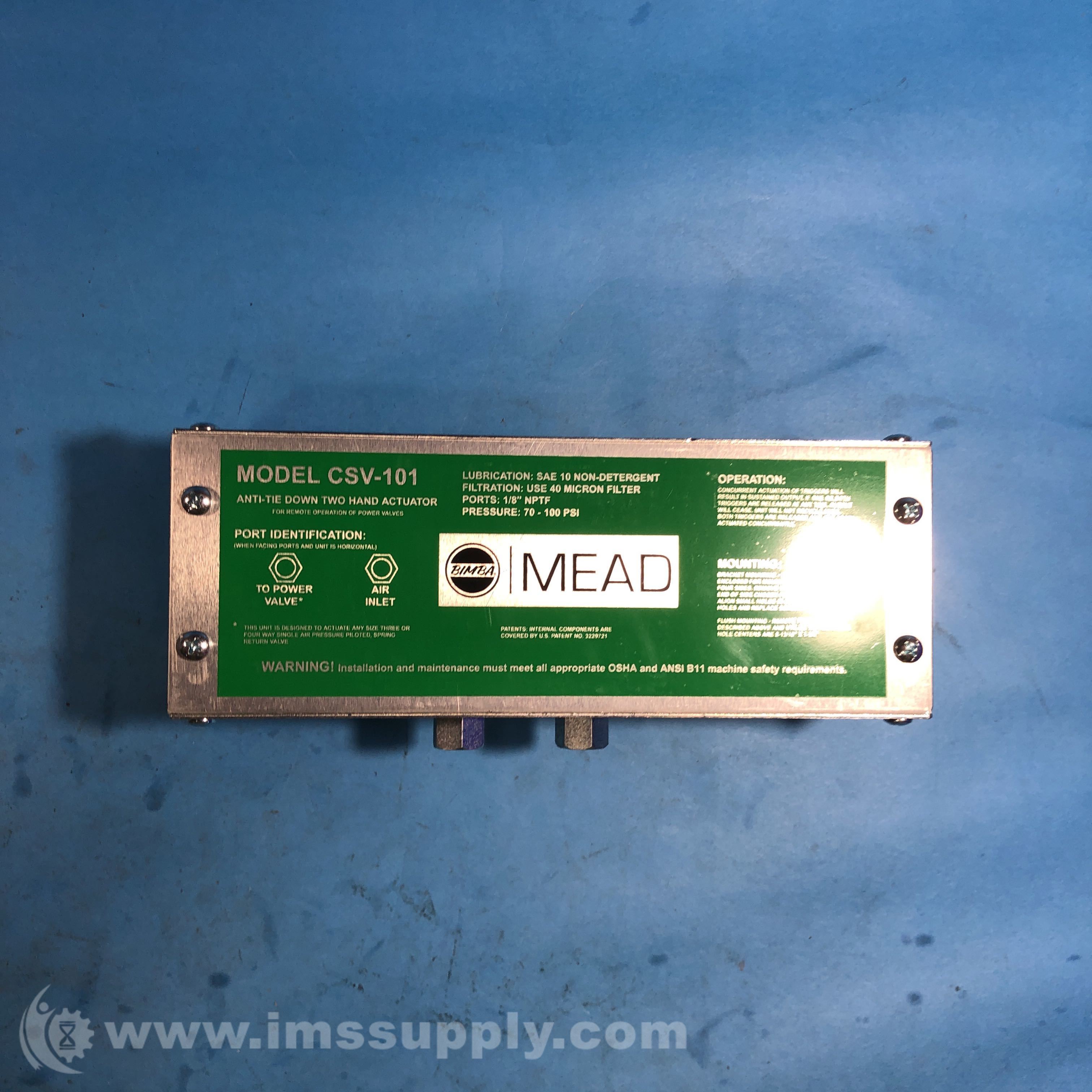 Mead fluid dynamics cvs 101 air piloted valve ims supply