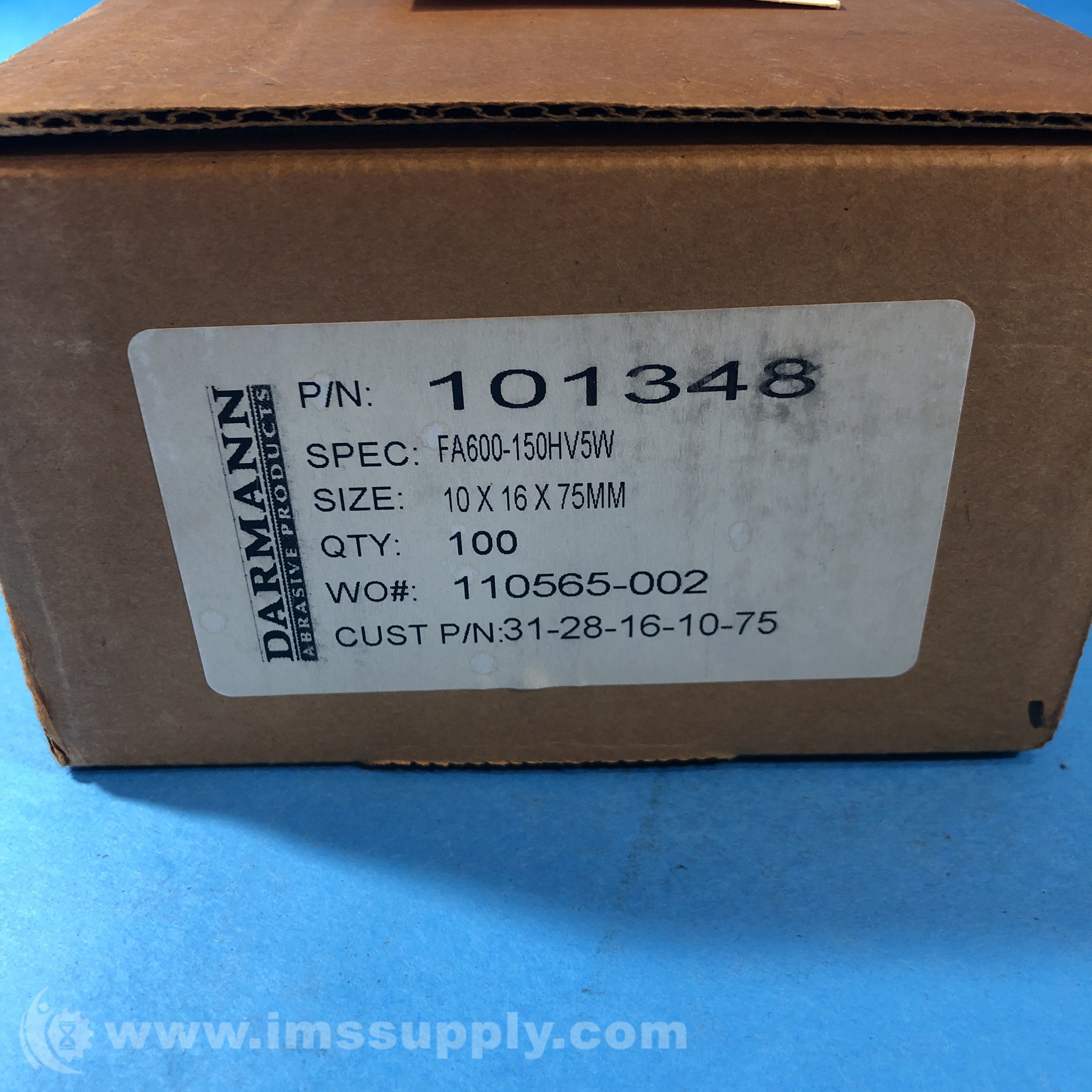 Darmann Abrasive Products 101348 Box of 100 Finish Stone - IMS Supply