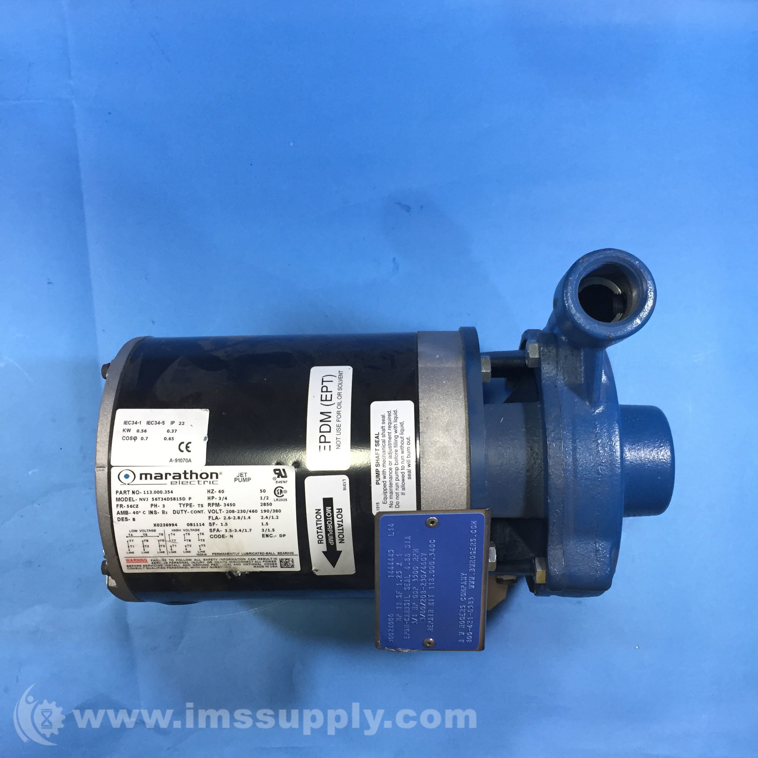 Marathon Electric 113.000.354 Jet Pump Motor IMS Supply