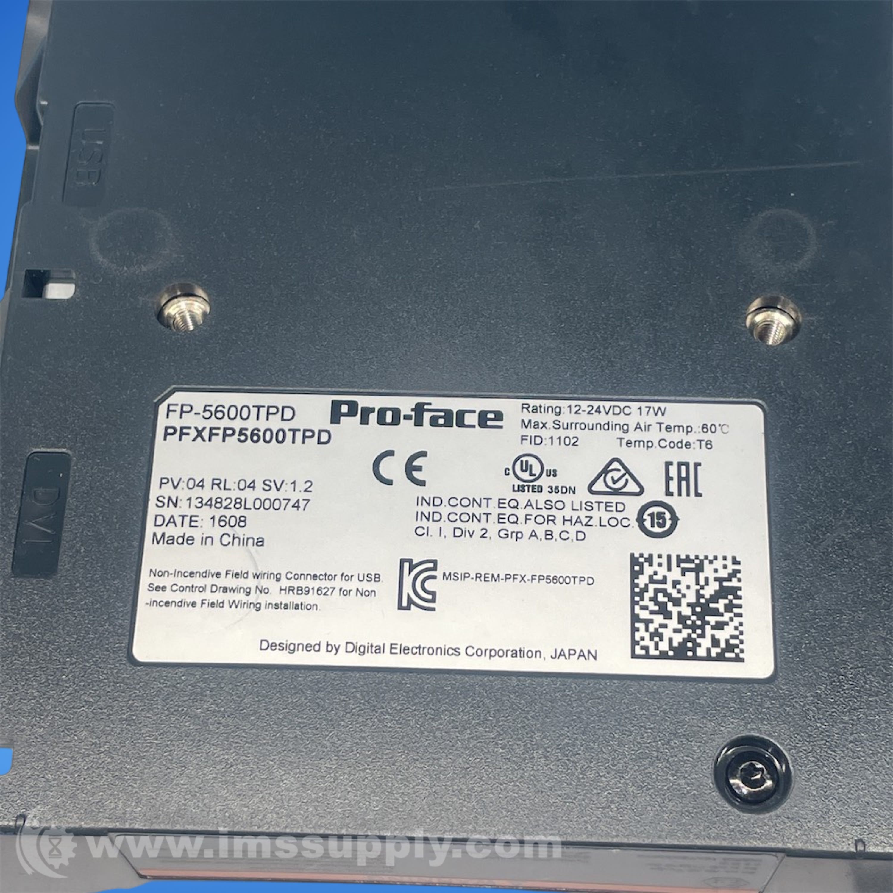 Pro-face PFXFP5600TPD Flat Panel Monitor FP5000 Series Size 12 in - IMS ...