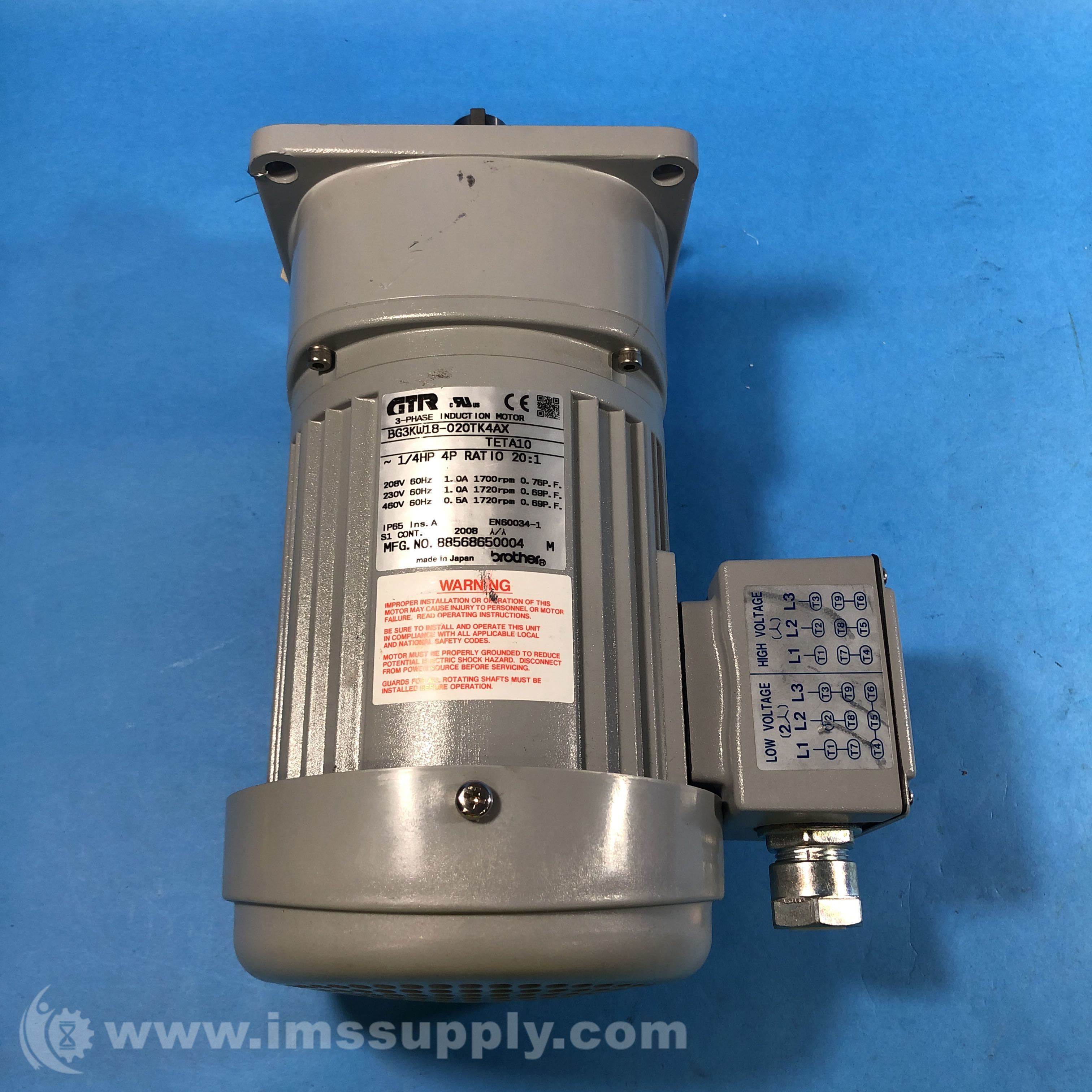 Brother BG3KW18020TK4AX 3 Phase Induction Motor IMS Supply