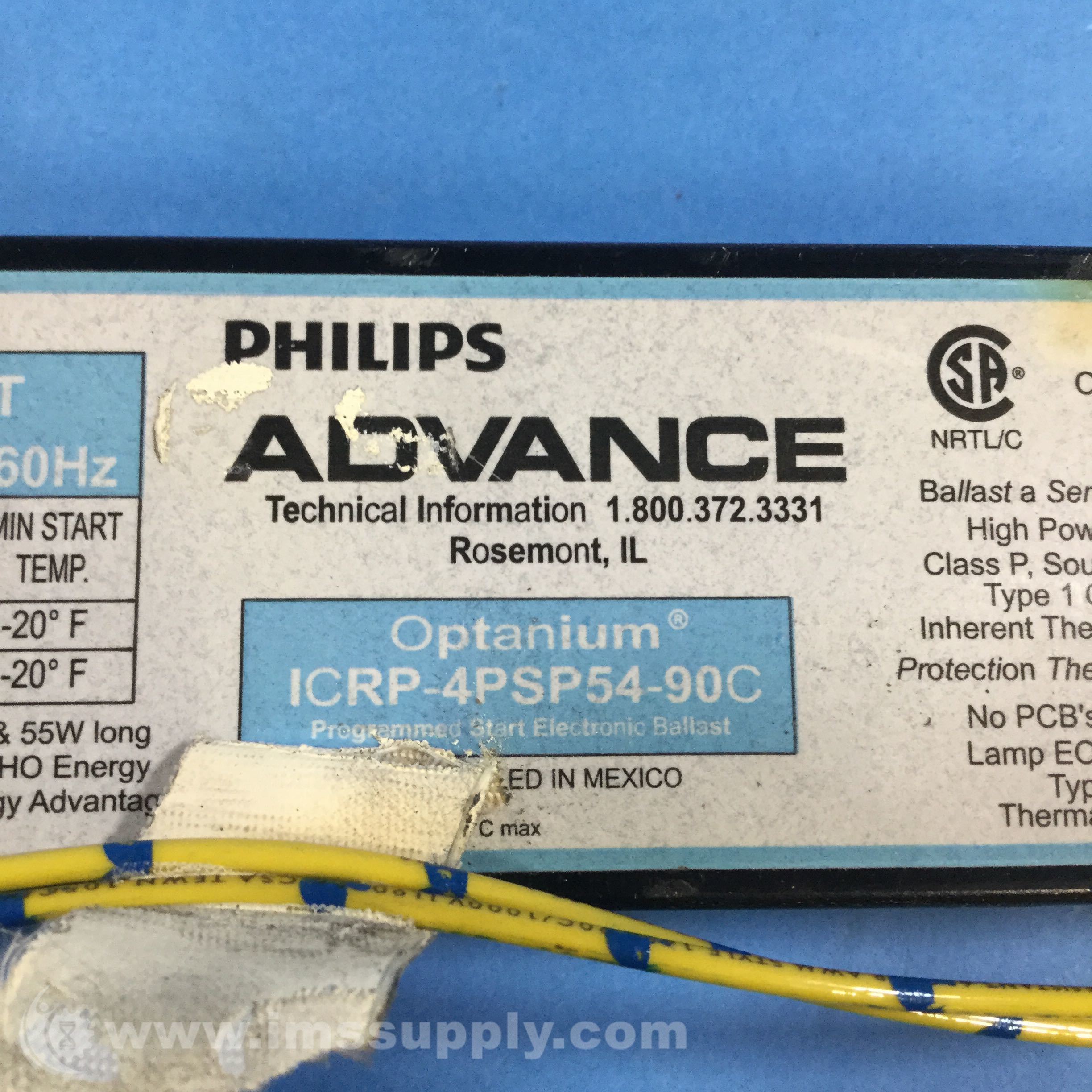 Philips ICRP4PSP5490C T5 Fluorescent Ballast IMS Supply