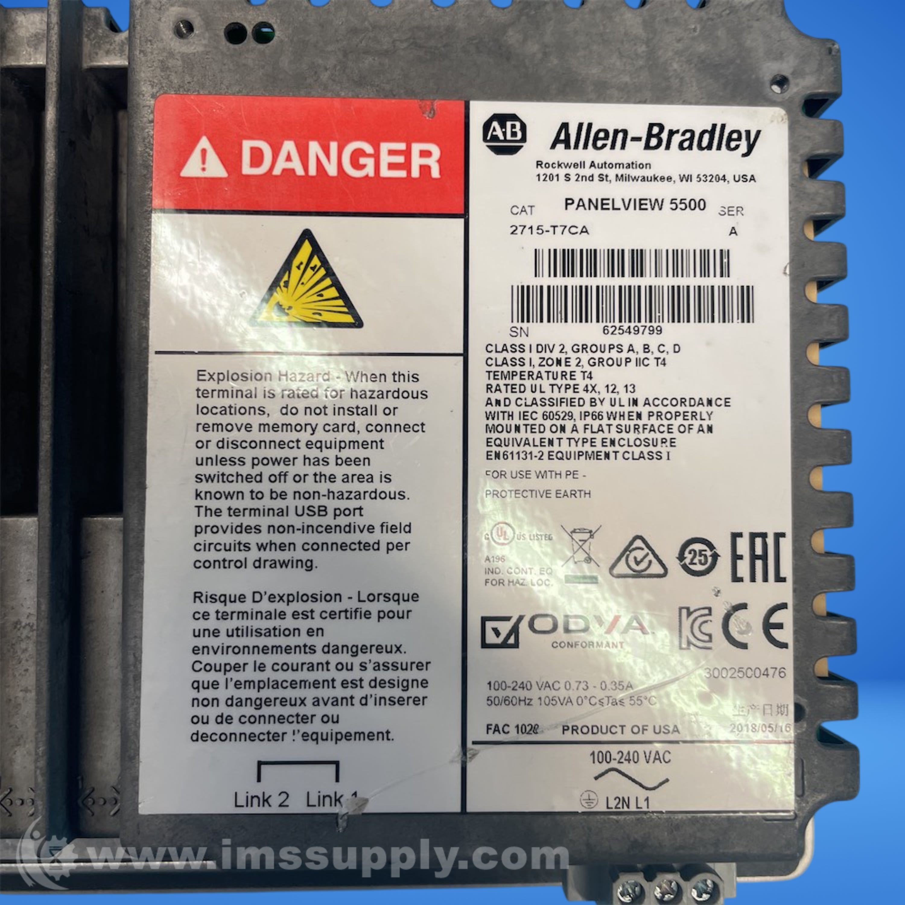 Allen Bradley 2715-T7CA PanelView 5500 HMI Display - IMS Supply