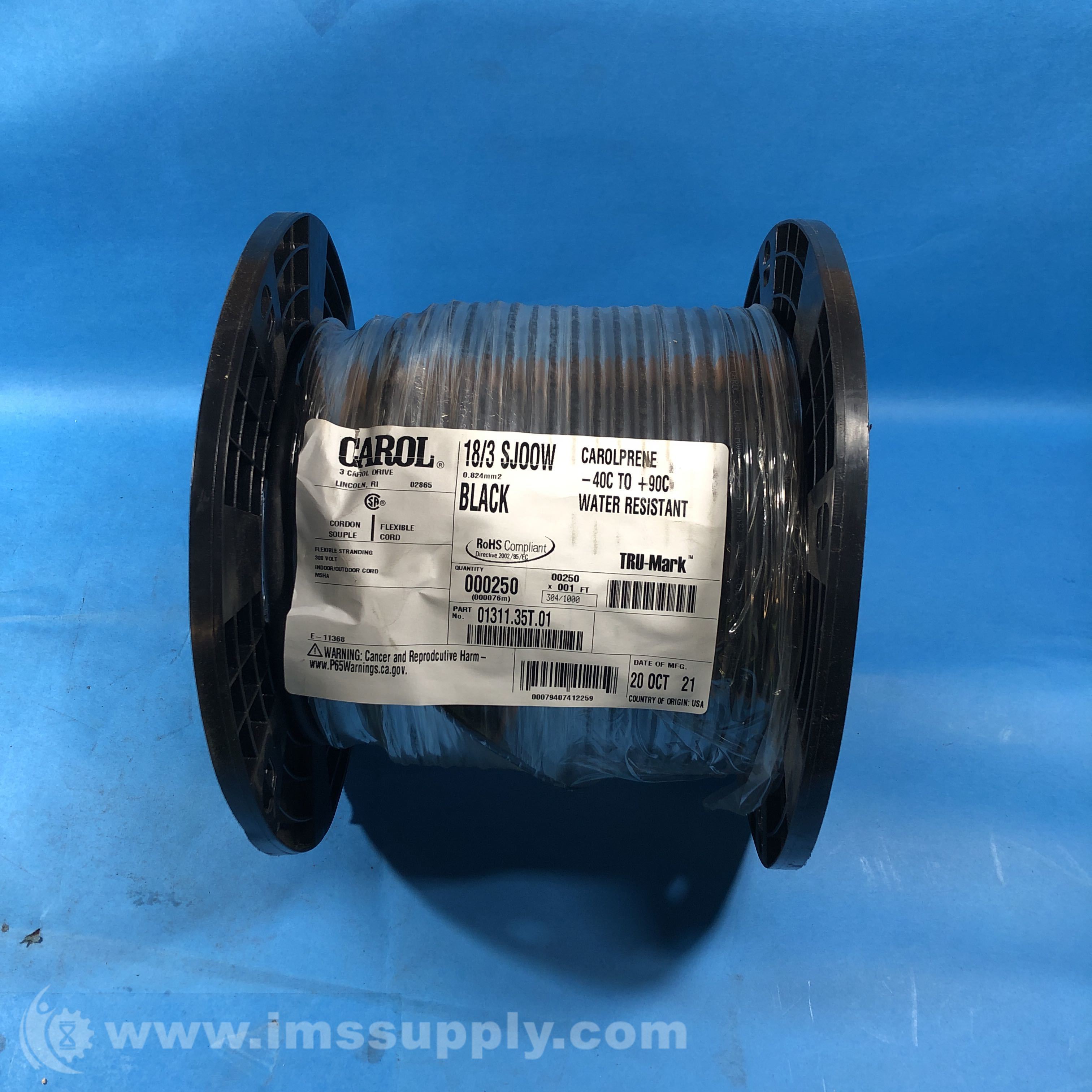 Carol Cable 01311.35T.01 General Cable, 3C, 18AWG, 16x30, BC IMS Supply