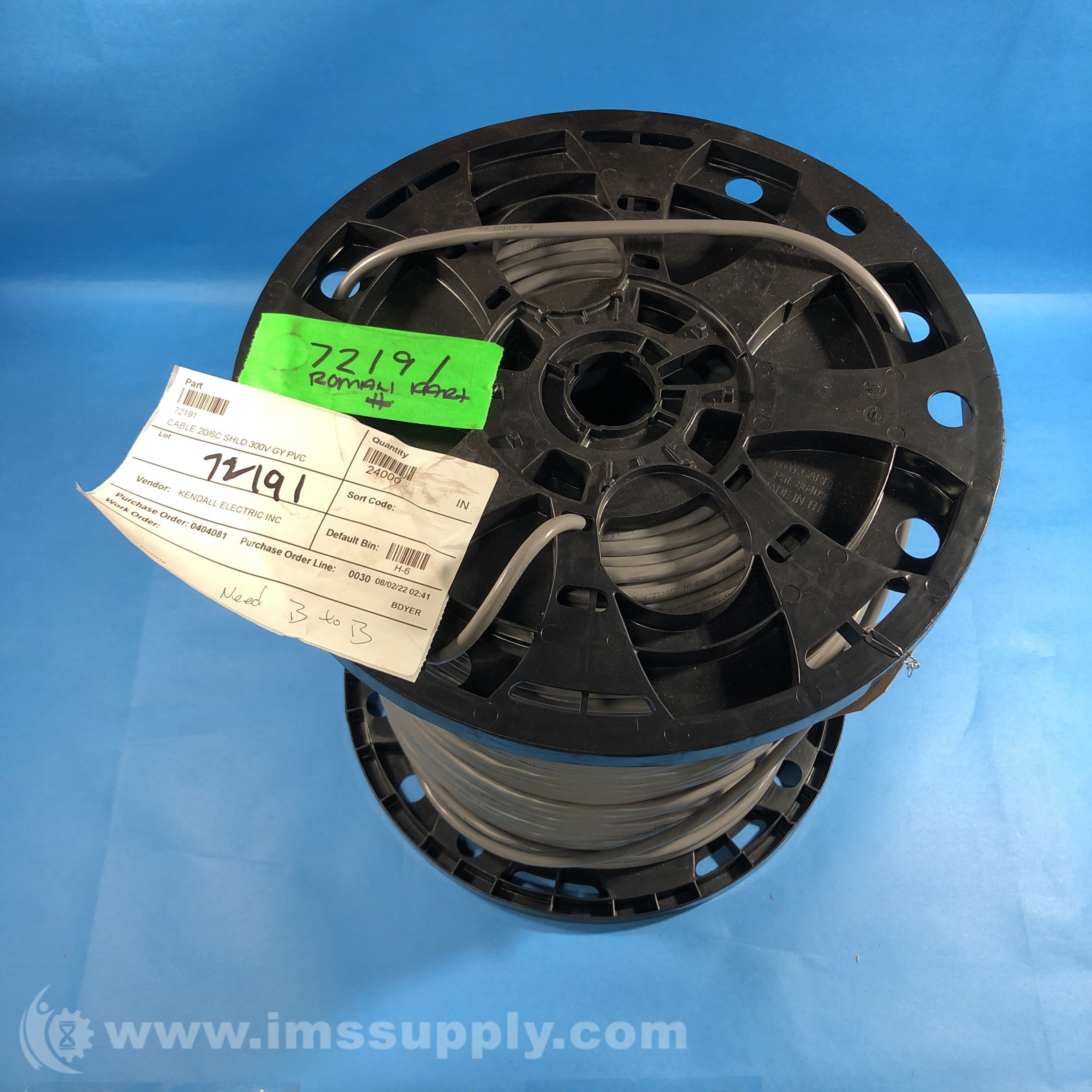Carol Cable C0785A.41.10 2000 Feet Cable 20/6C SHLD 300V GY PVC - IMS ...