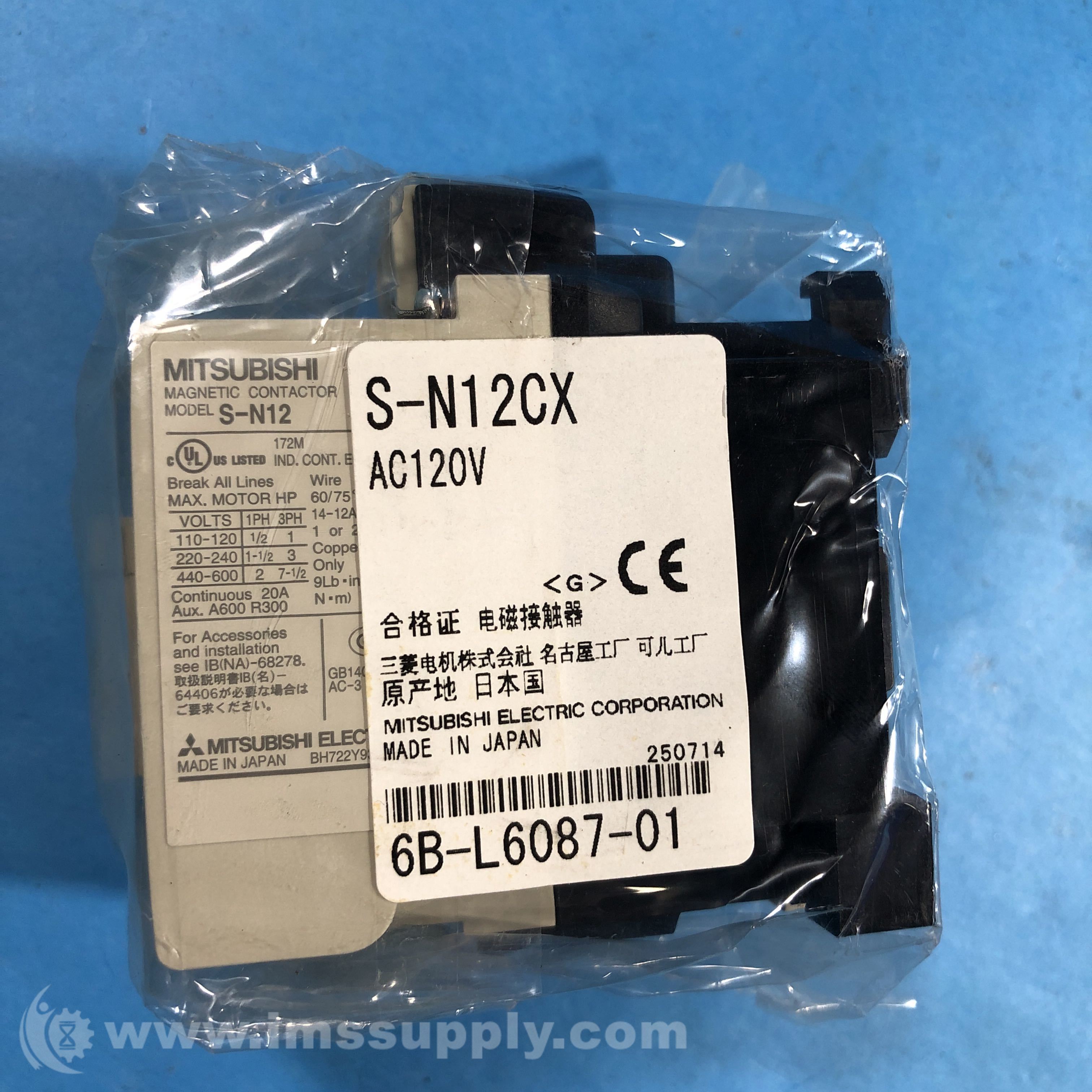 Mitsubishi Electric S-N12CX Voltage AC120V Magnetic Contactor - IMS Supply