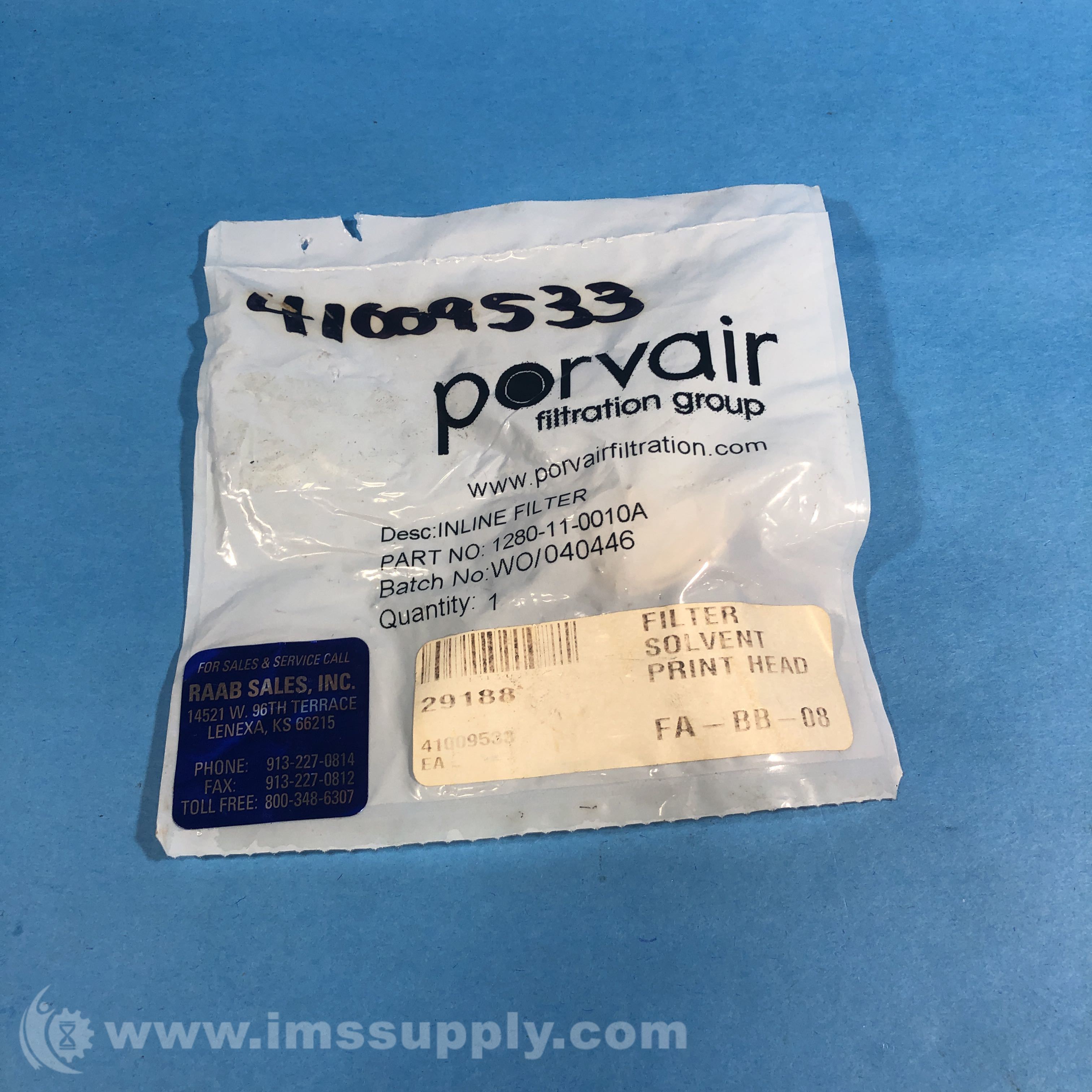 Porvair Filtration Group 1280110010A IMS Supply