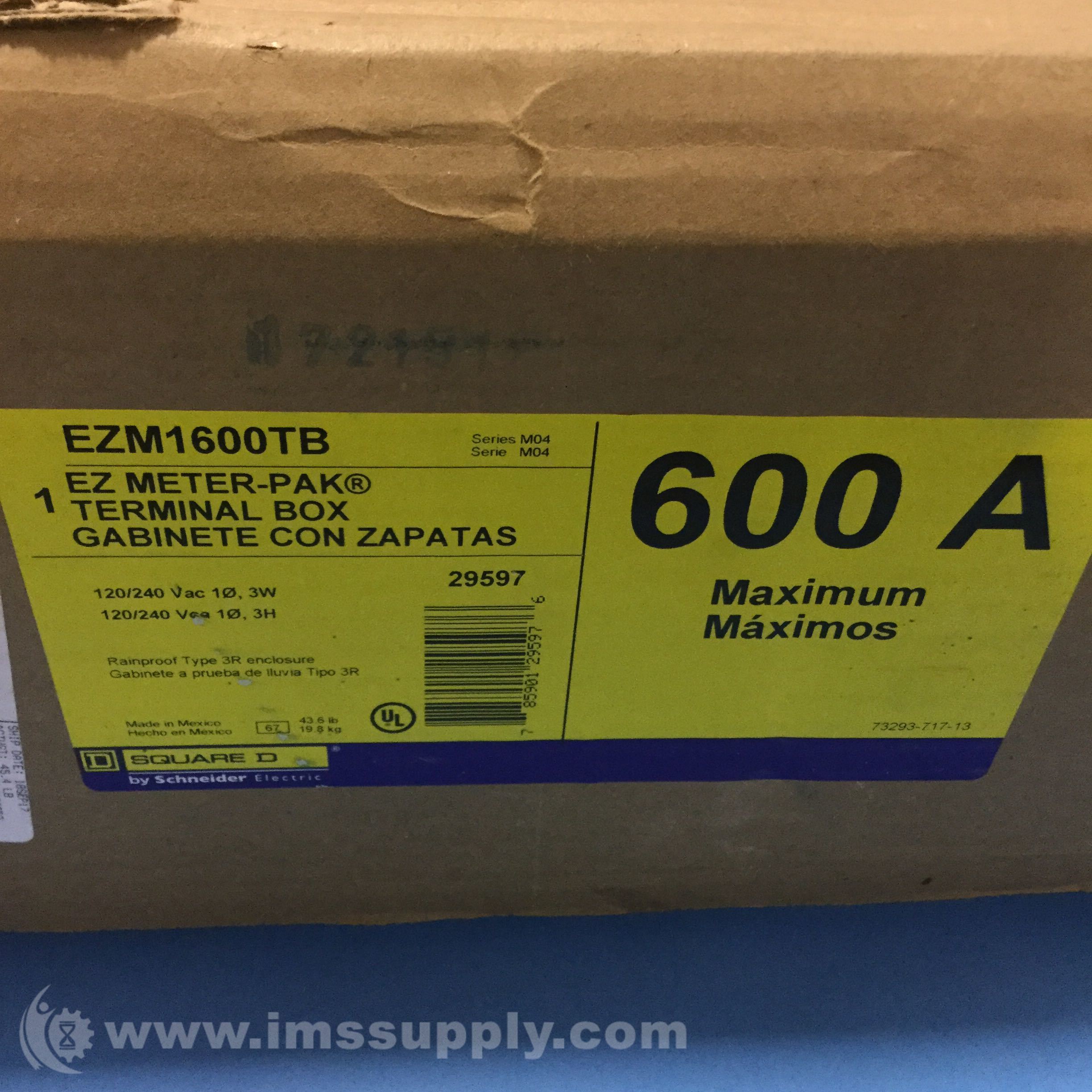 Square D EZM1600TB Metering EZM Terminal Box 600A 1 PH IMS Supply