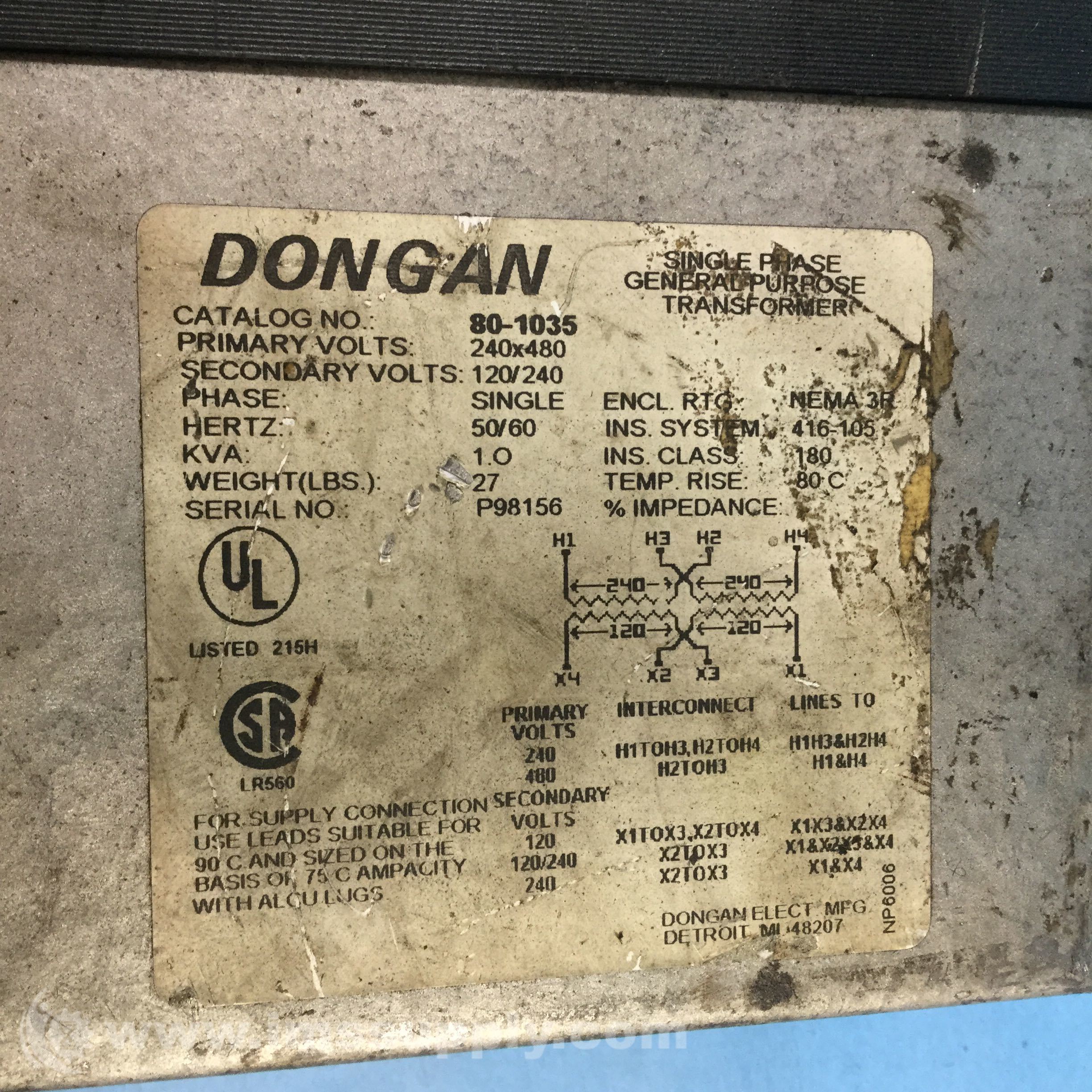 Dongan 801035 SinglePhase General Purpose Transformer IMS Supply