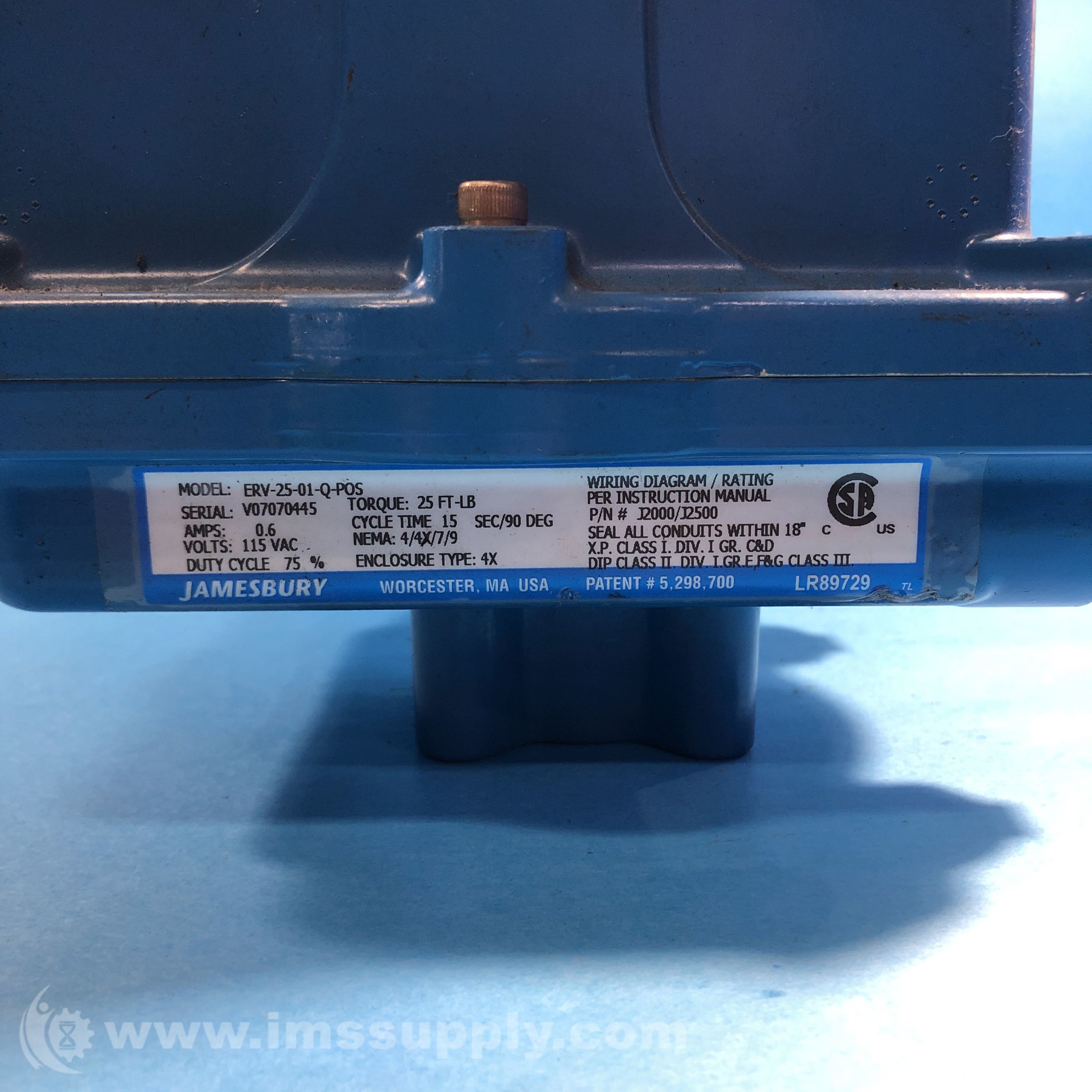 Jamesbury ERV2501QPOS Electric Valve Actuator IMS Supply