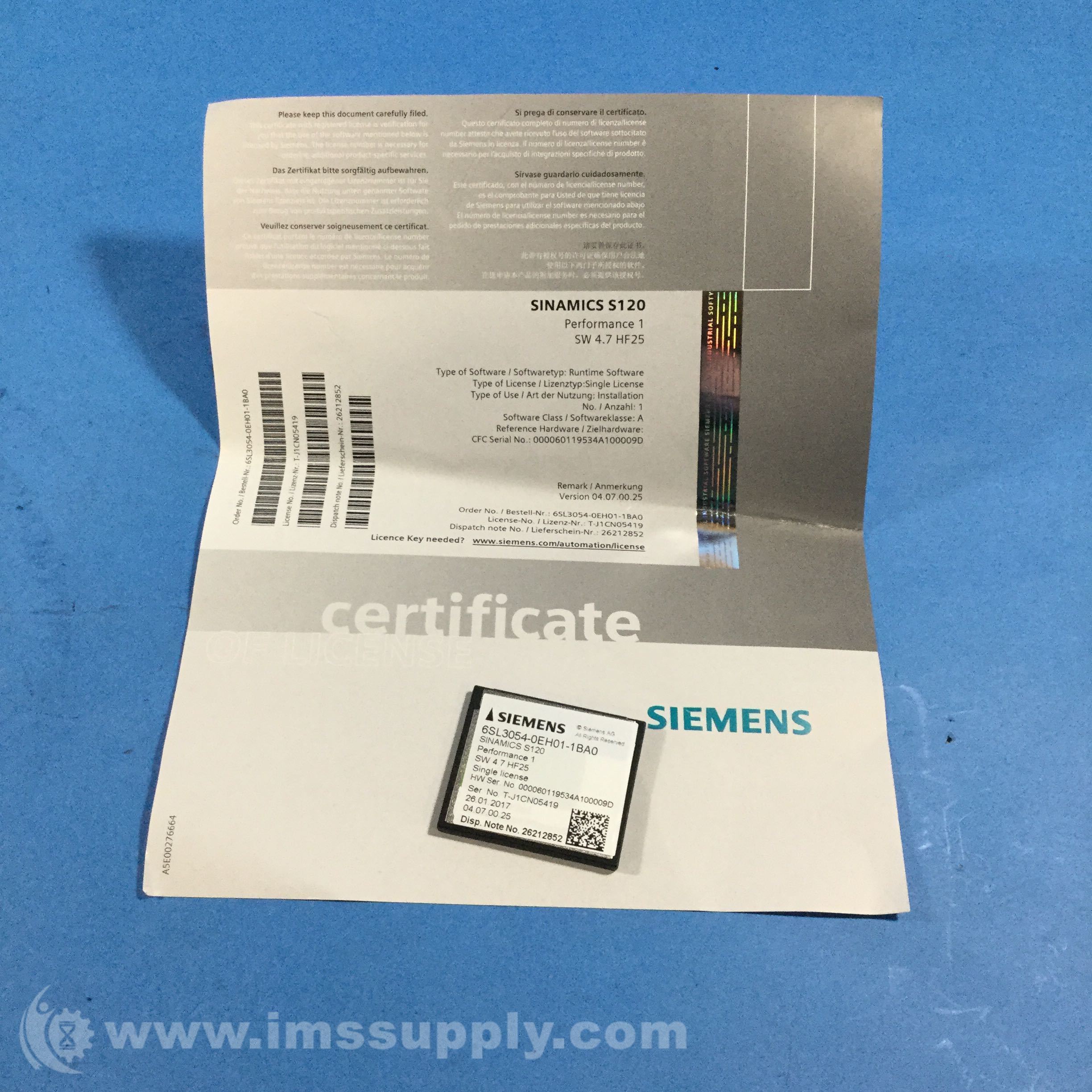 100% NEW SIEMENS 6SL3054-0EH01-1BA0  S120 COMPACTFLASH CARD FREE SHIPPING 
