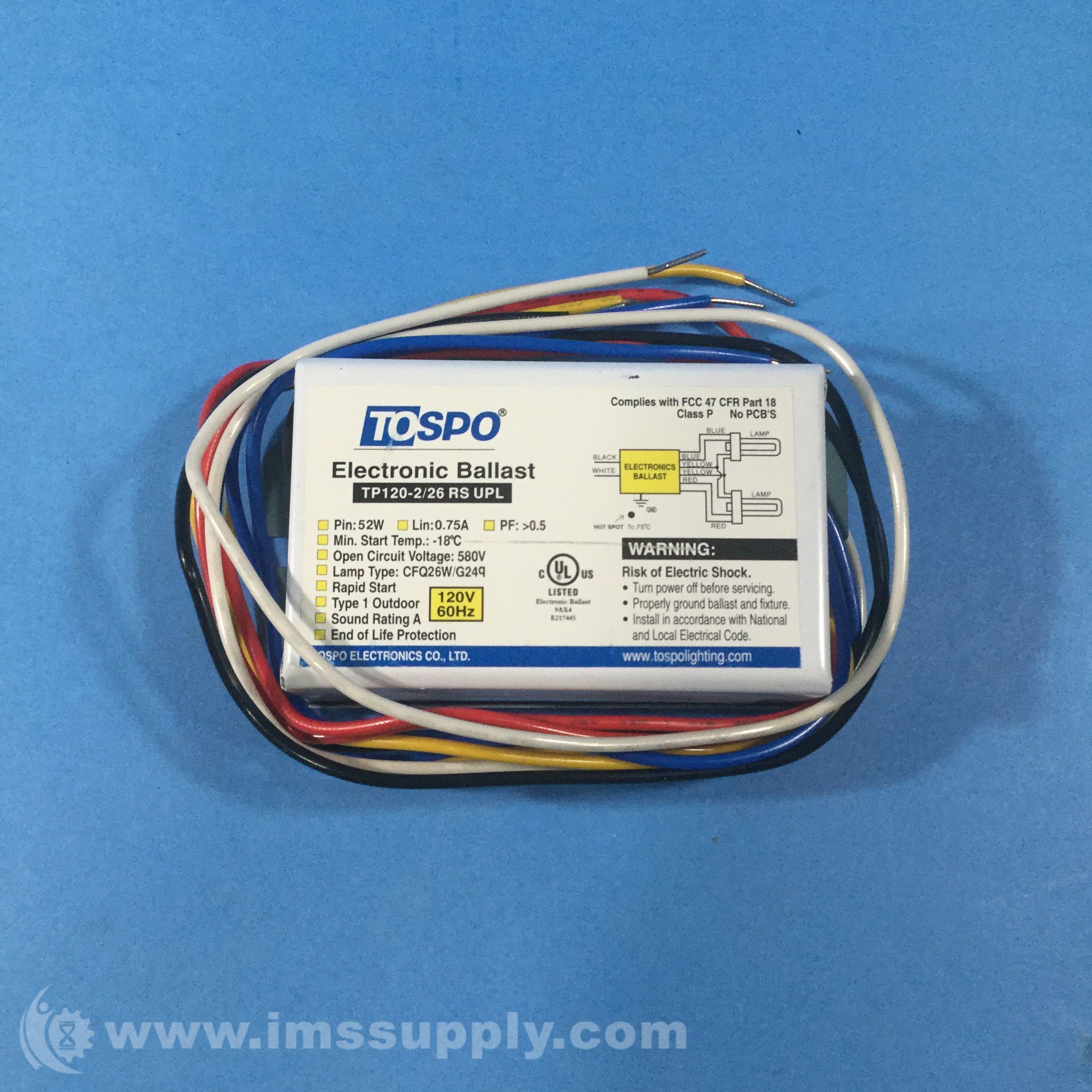 Tospo Lighting TP120 2 26 RS UPL Electronic Ballast IMS Supply
