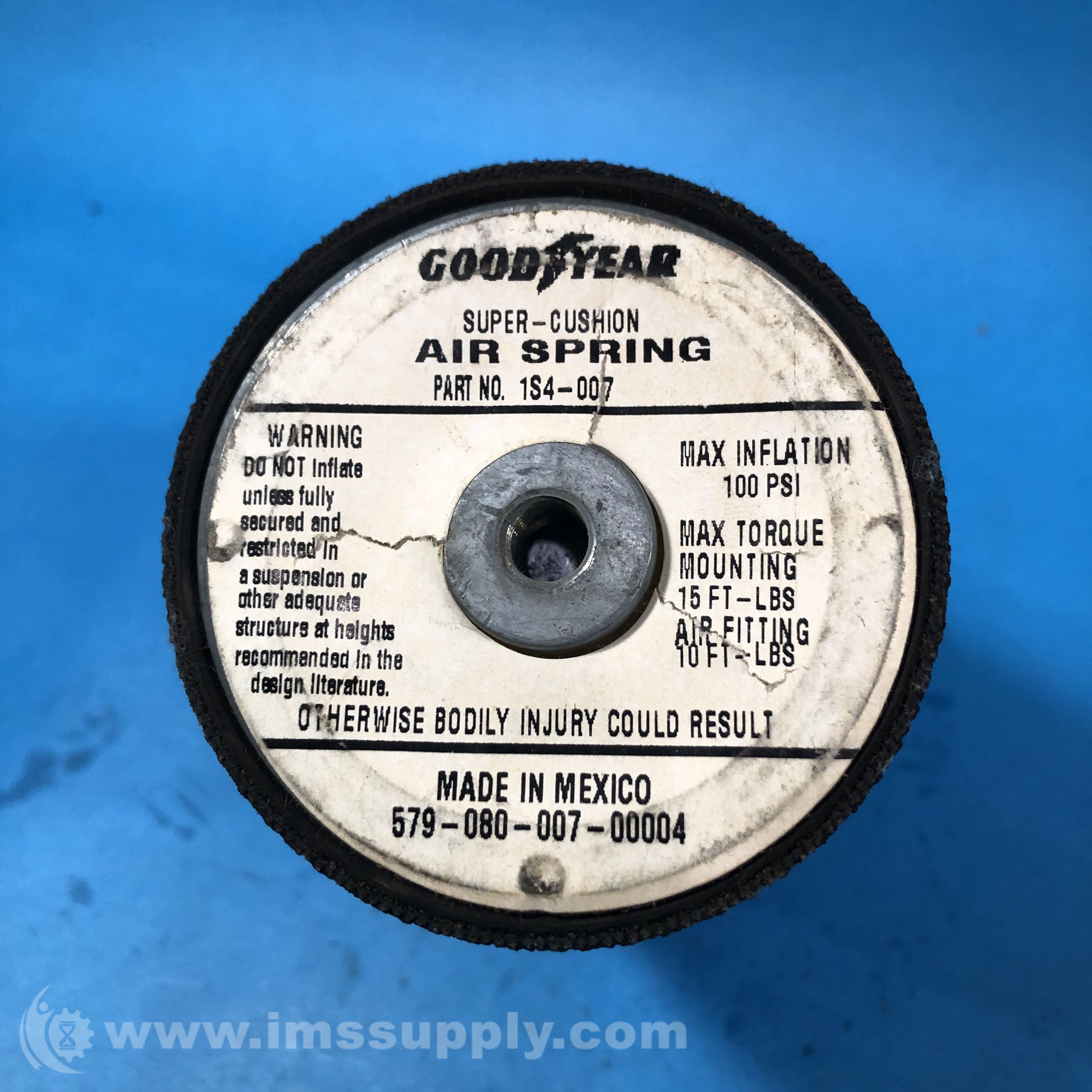 Goodyear 1S4007 Air Spring, Sleeve Style Airbag, 100 PSI IMS Supply