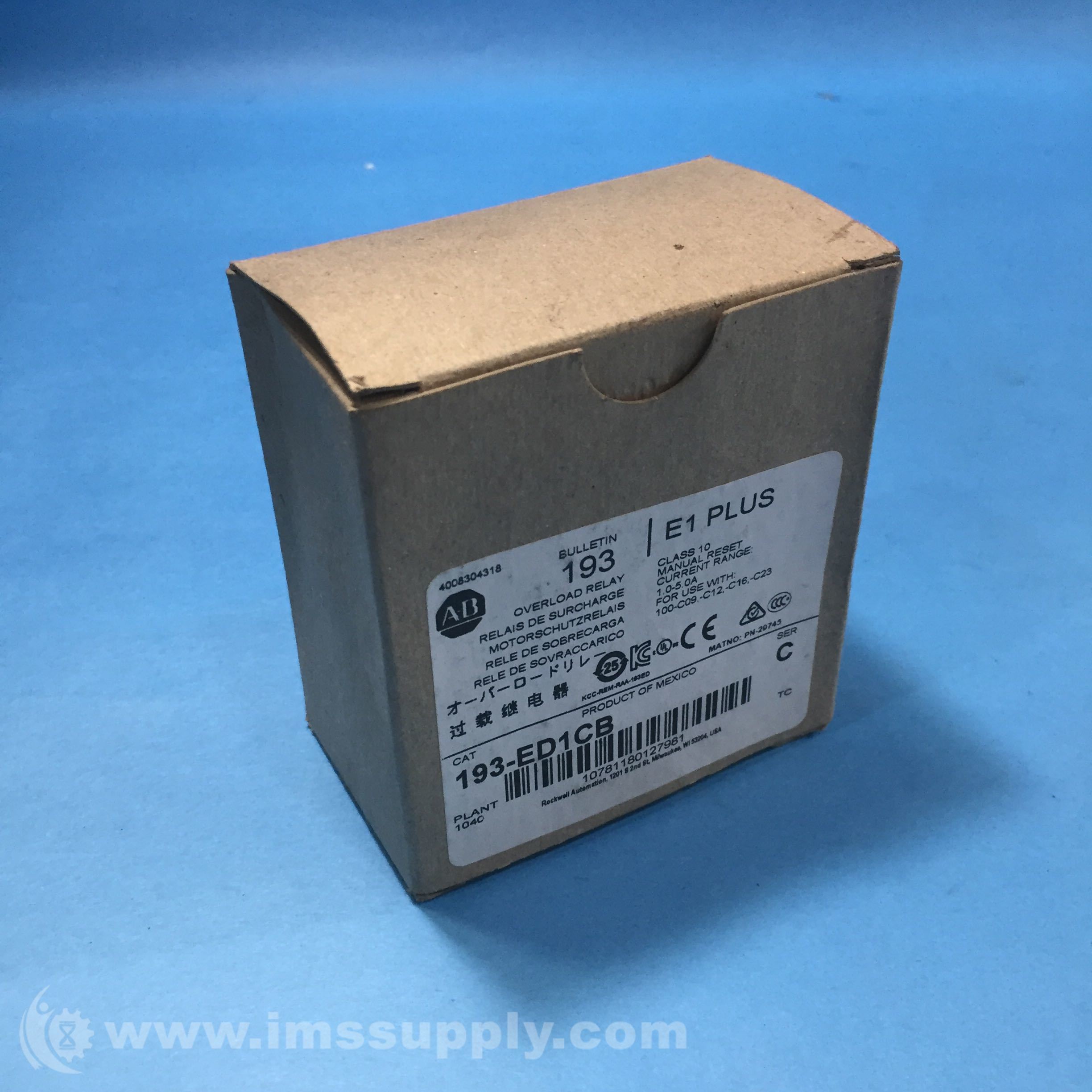 Allen-Bradley 193-ED1CB E1 Plus 1-5 Amp Overload Relay - IMS Supply