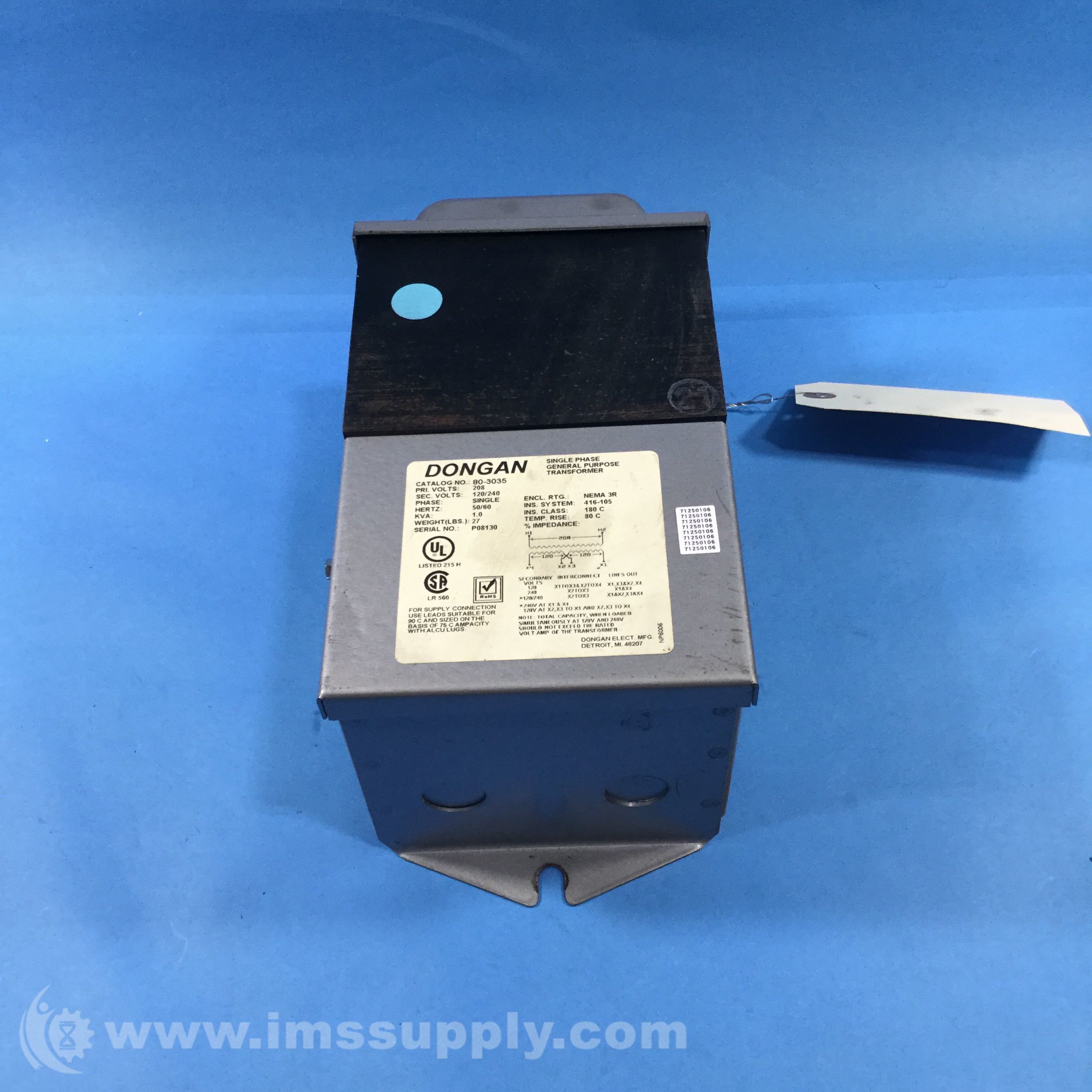 Dongan 80-3035 Single Phase General Purpose Transformer - IMS Supply