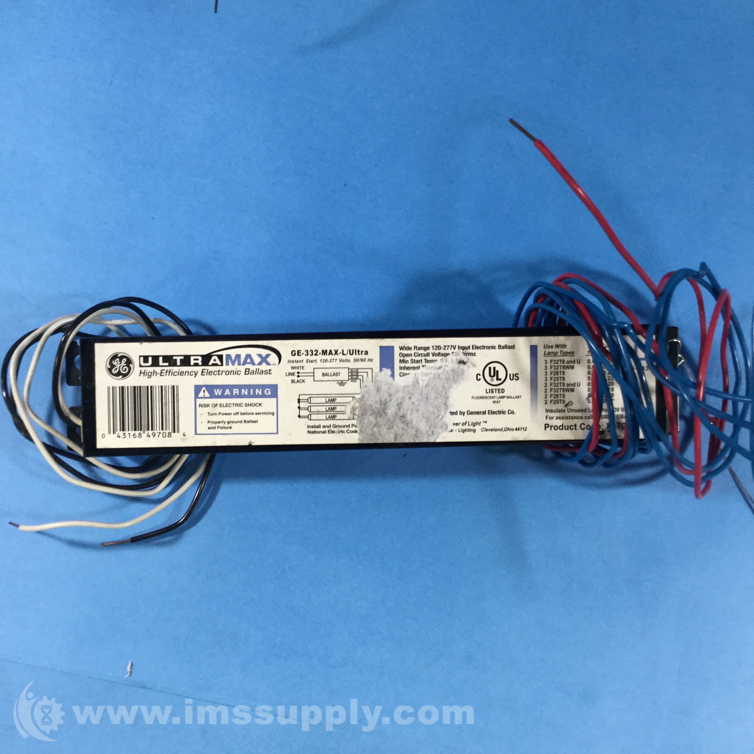 General Electric GE332MAXL/ULTRA Fluorescent Ballast IMS Supply