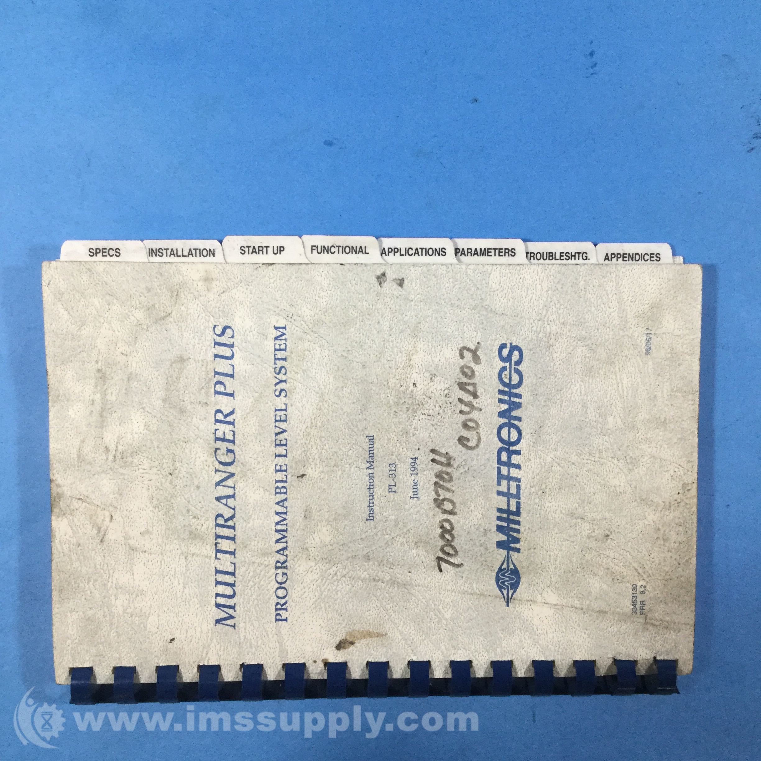 Milltronics MultiRanger Plus Instruction Manual IMS Supply