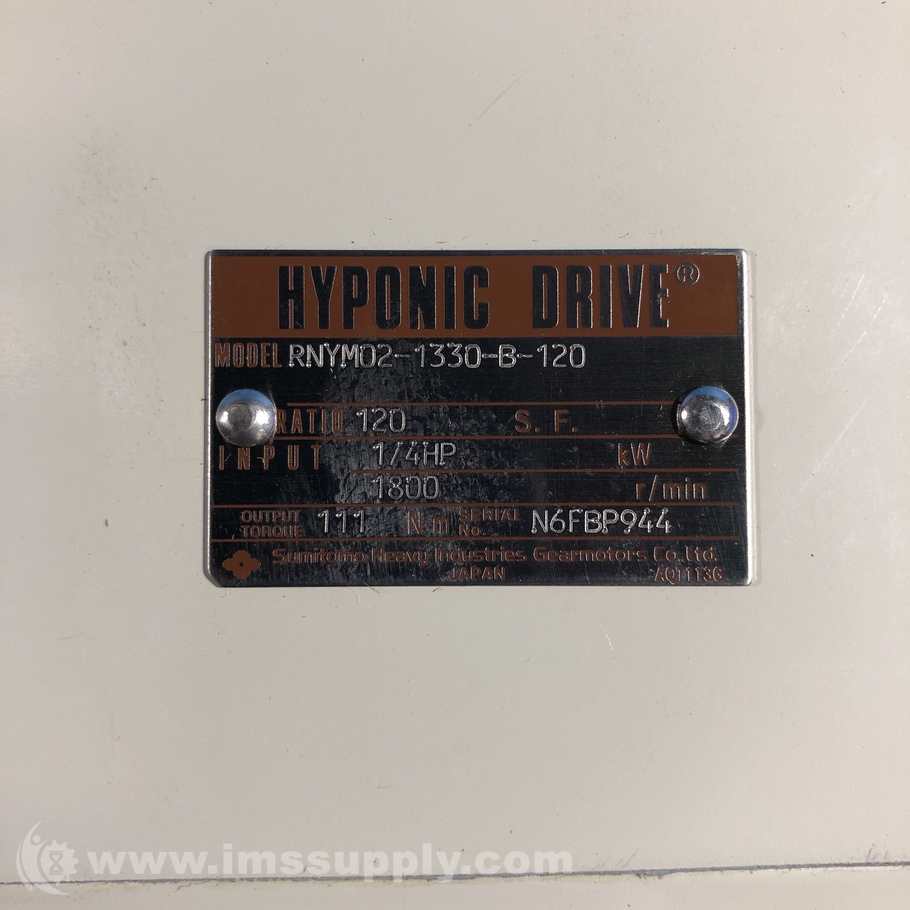 Sumitomo RNYM02-1330-B-120 Hyponic Gearmotor, Ratio 120 - IMS Supply