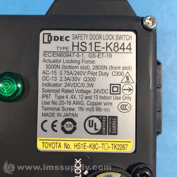 Idec HS1EK844 Solenoid Safety Door Lock Switch IMS Supply