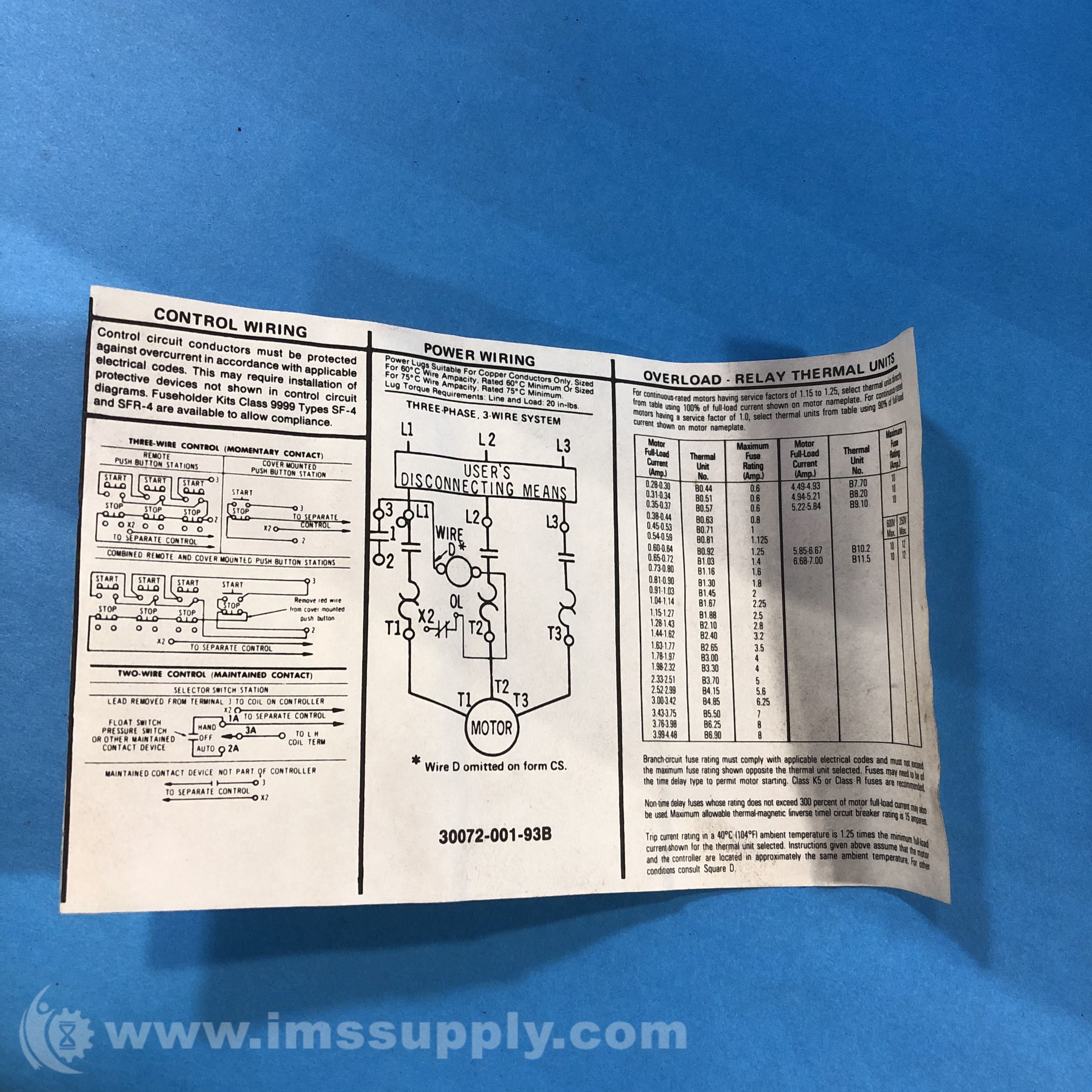 Square D 8536SAG12 Series B Contactor Motor Starter w/ Enclosure IMS