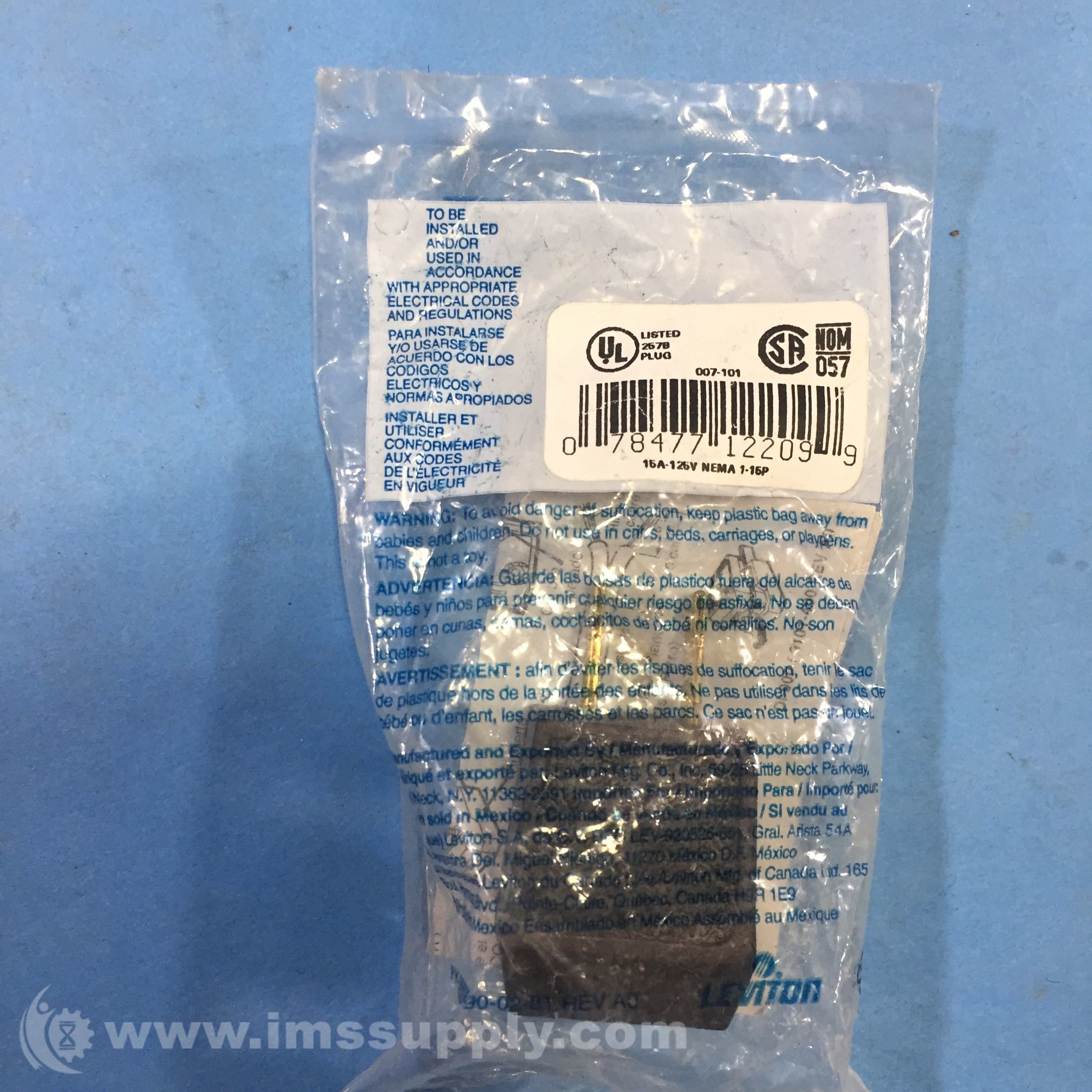 Leviton 007-101 Polarized Plug - IMS Supply