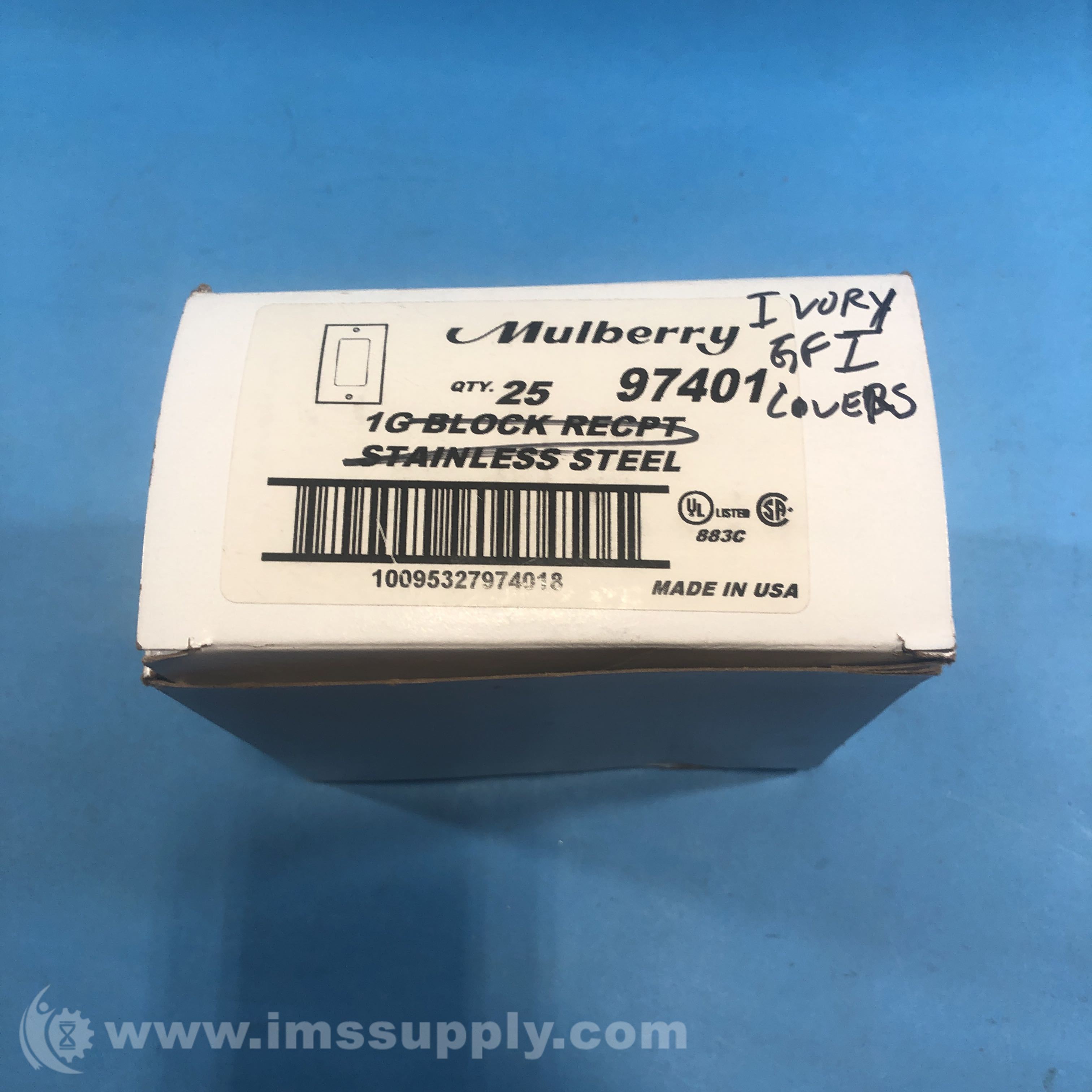 Mulberry Metal Products, Inc. Color Ivory Box of 25 Wallplates IMS Supply