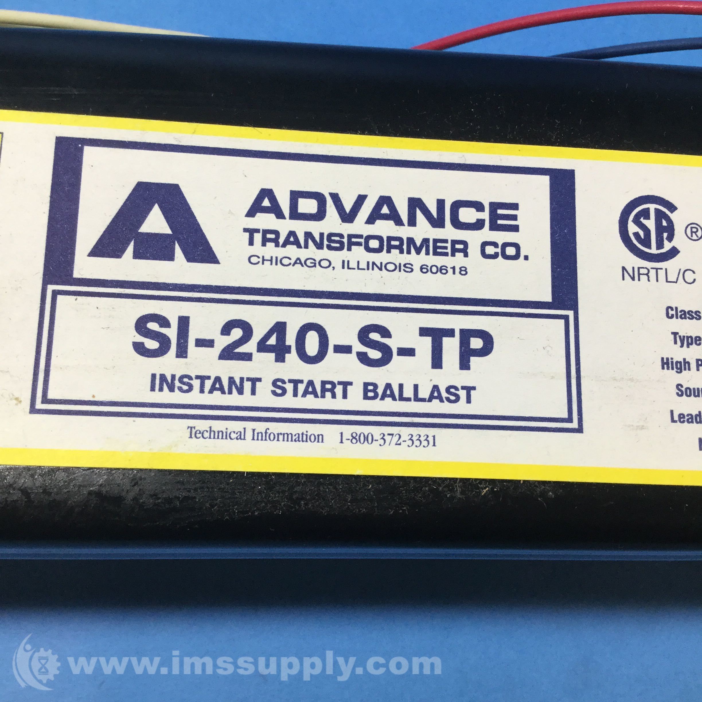 Advance Transformer Co SI-240-S-TP Instant Start Ballast ...