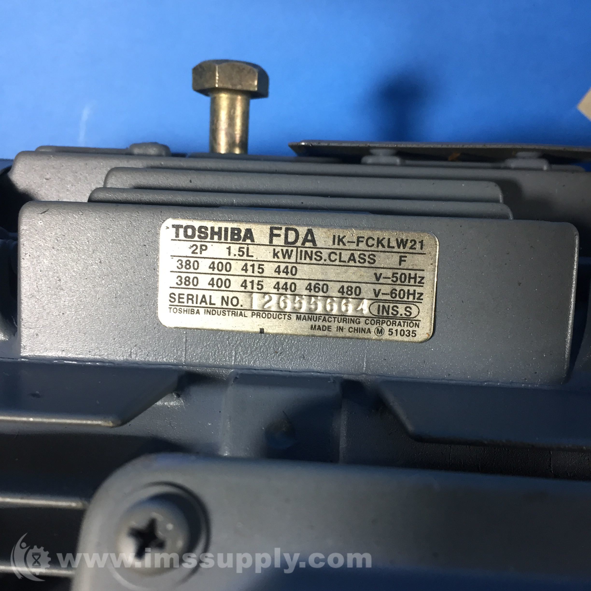 Toshiba IK-FCKLW21 Induction Motor with Ebara Pump 65LPD-61.5 A