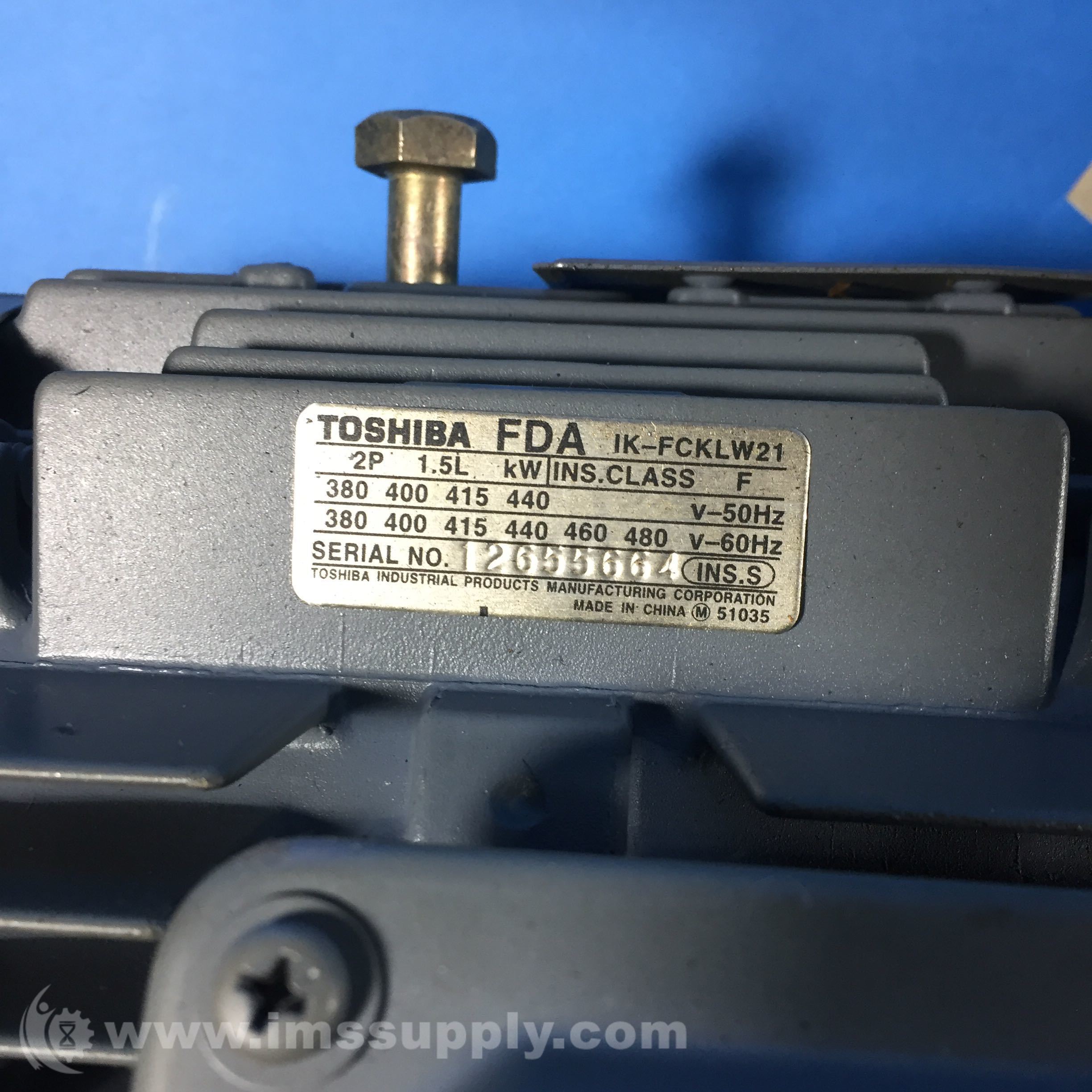 Toshiba IK-FCKLW21 Induction Motor with Ebara Pump 65LPD Toshiba IK-FCKLW21 Induction Motor with Ebara Pump 65LPD