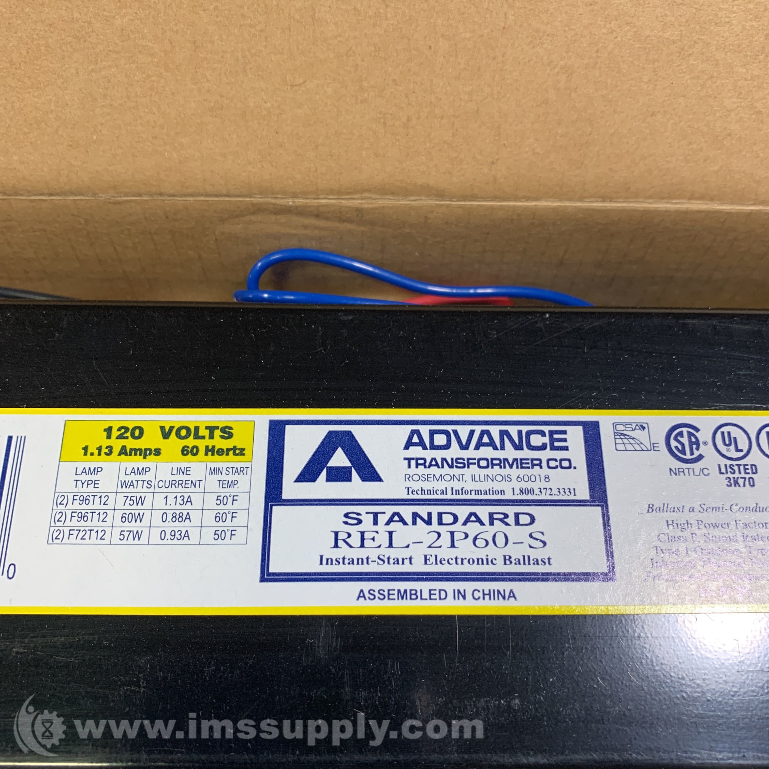 Advance Ballast REL2P60S Electronic Ballast IMS Supply