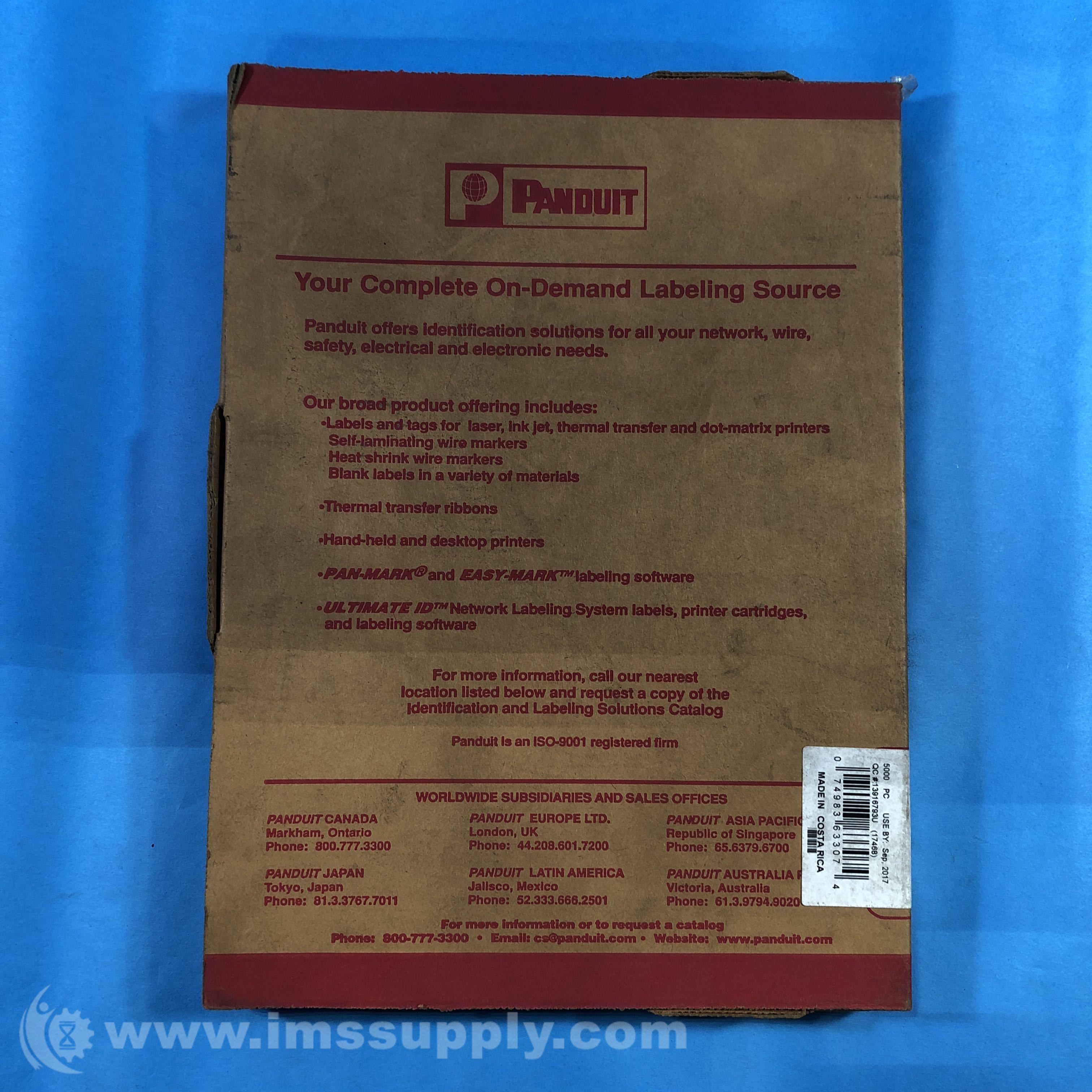 Panduit PLL-10-PO-5 Pack of 5000 Laser Labels, White, 1 X .75 - IMS Supply