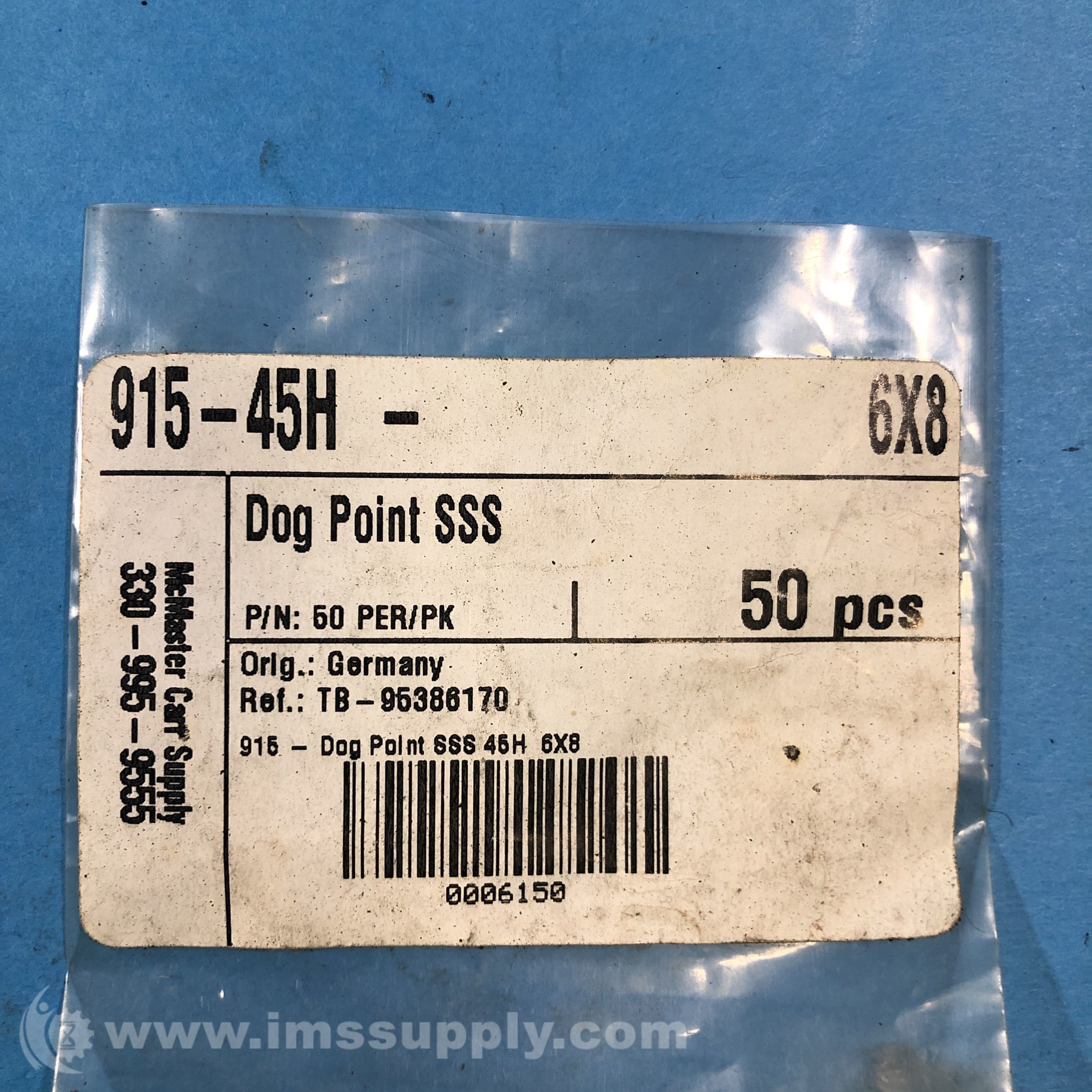 McMasterCarr 91545H Bag of 50 Dog Point Set Screw, SSS 45H 6x8 IMS