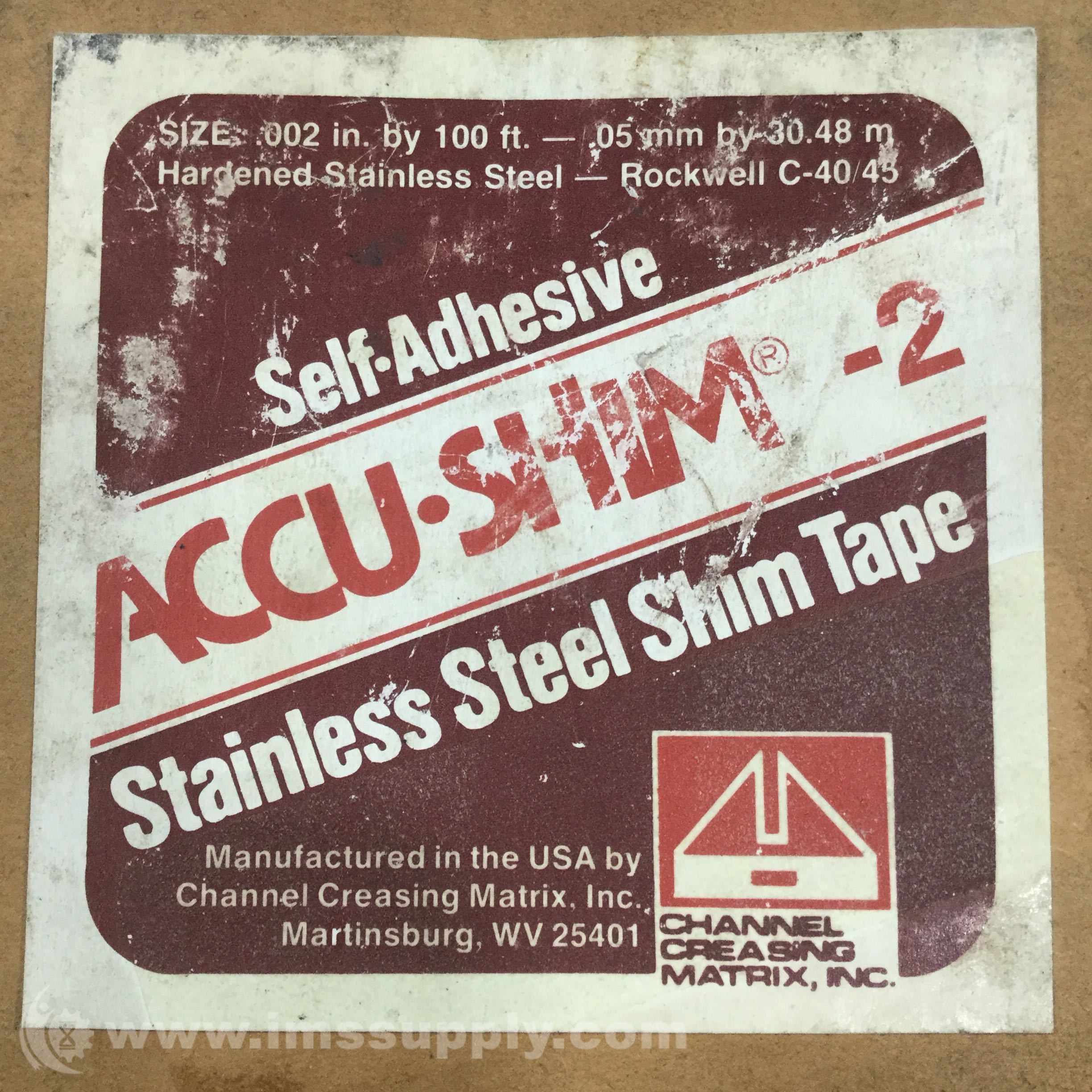 Channel Creasing Matrix ACCUSHIM2 Shim Tape, 100 ft Roll IMS Supply